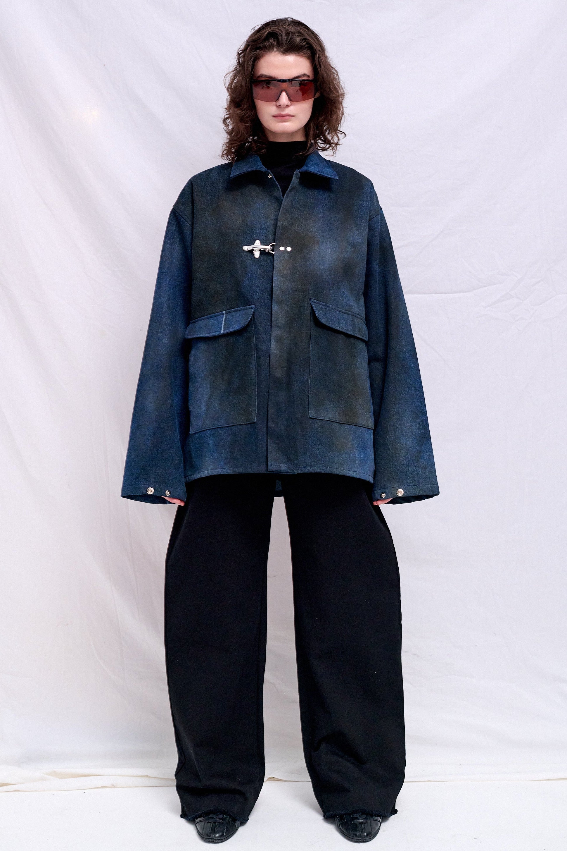 Dirty Indigo Denim Fireman Utility Jacket