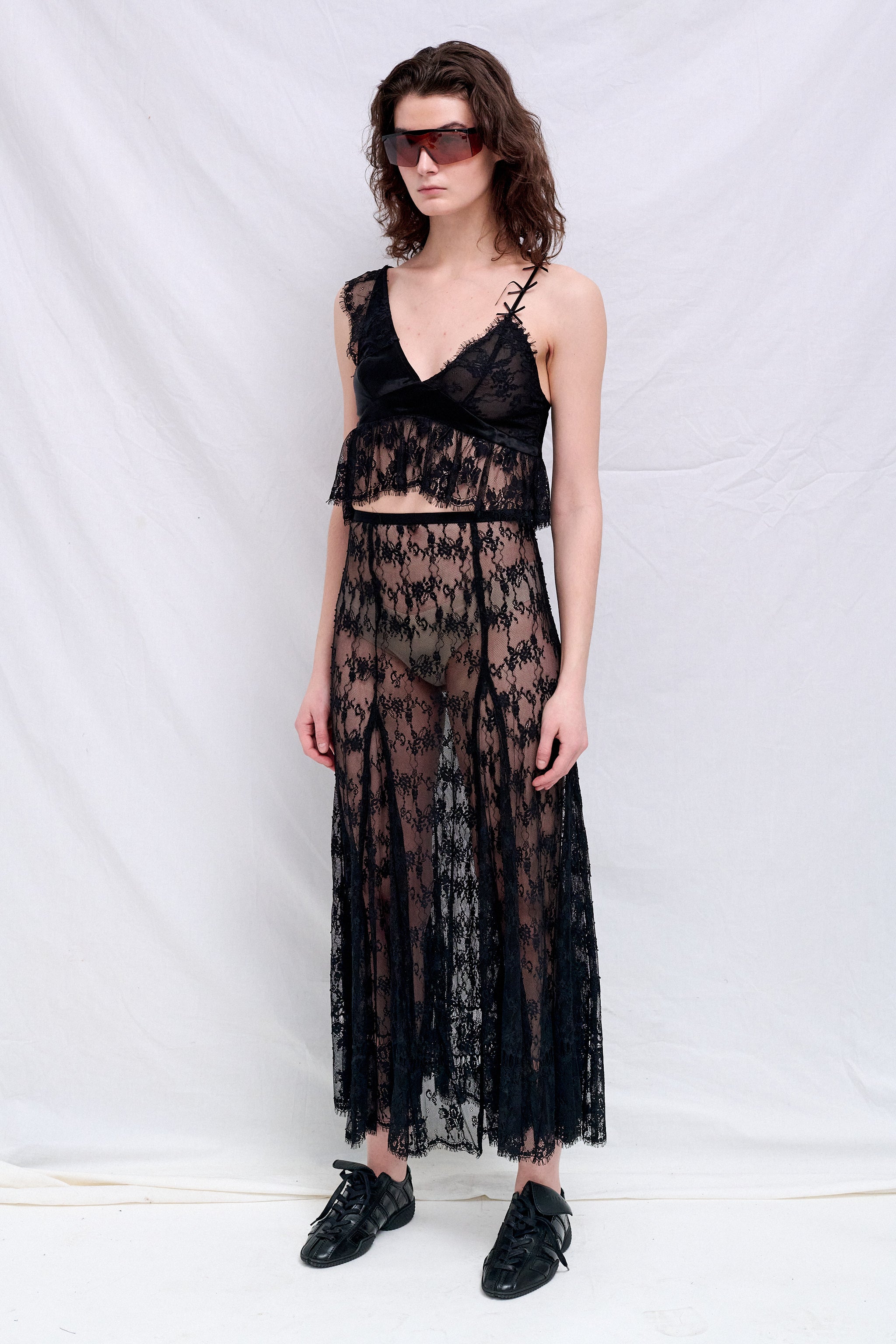 Black Satin Dahlia Tank