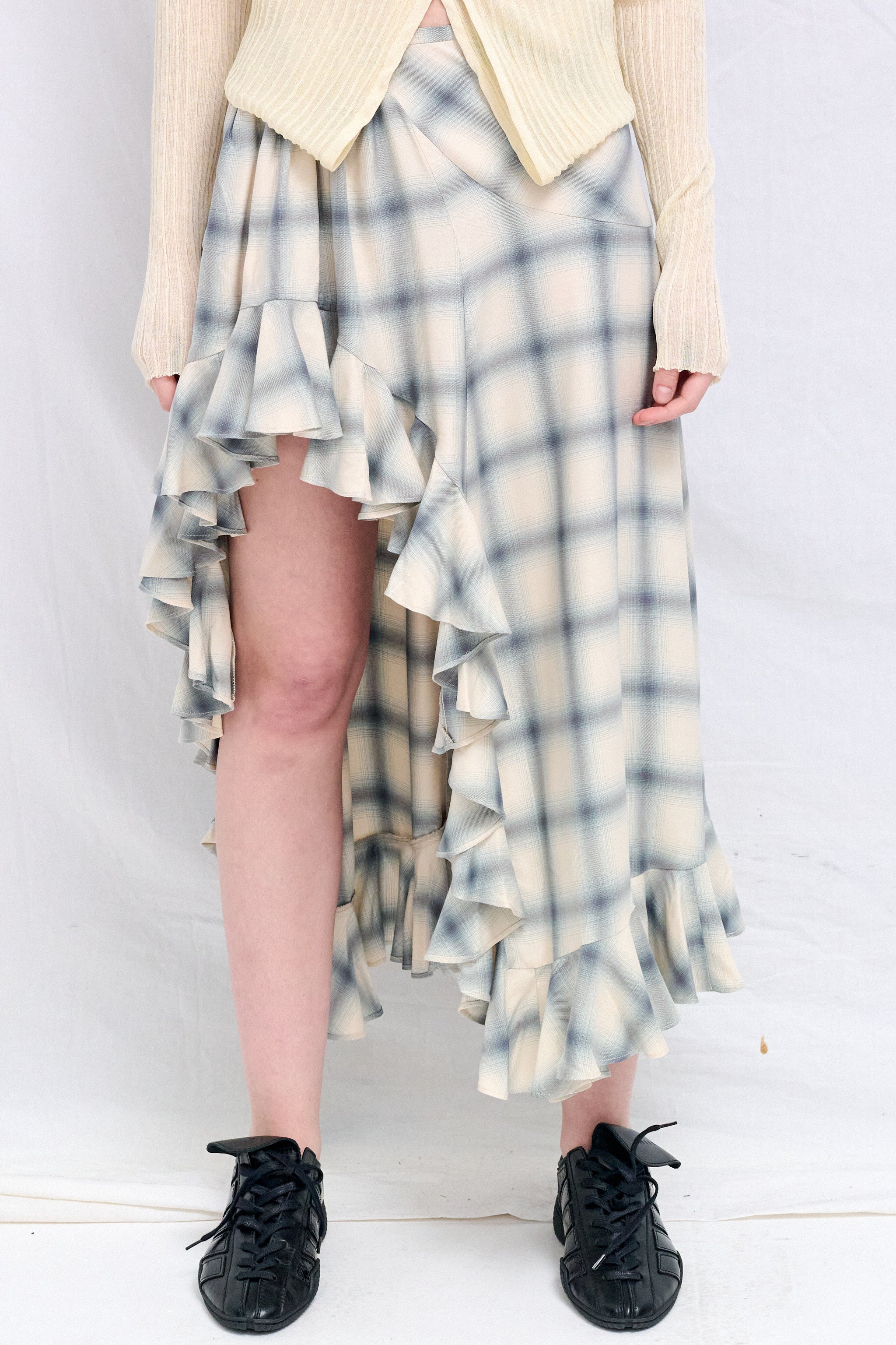 Cloudy Plaid Flannel Florist Skirt