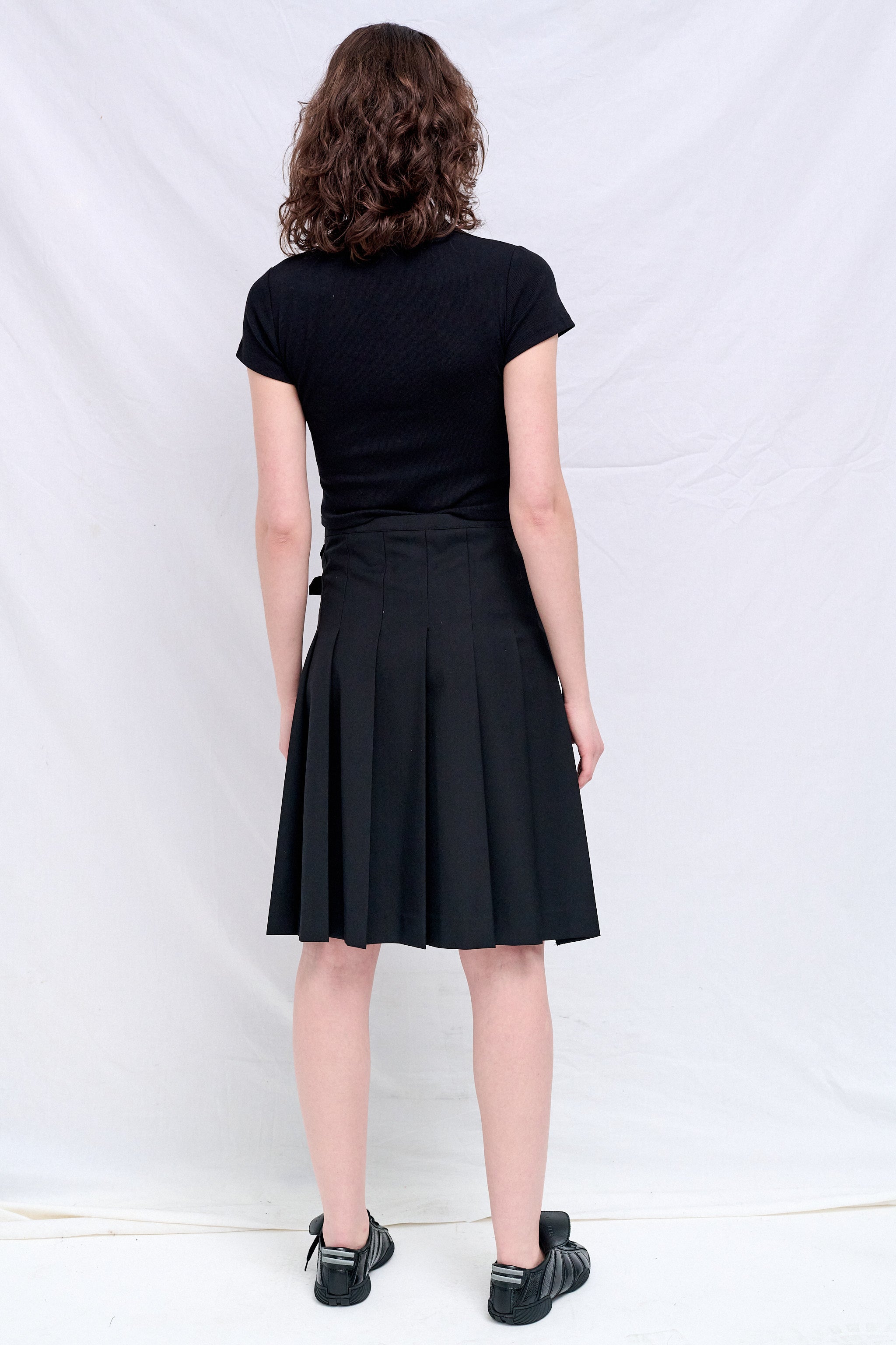 Black Pleats Midi Skirt