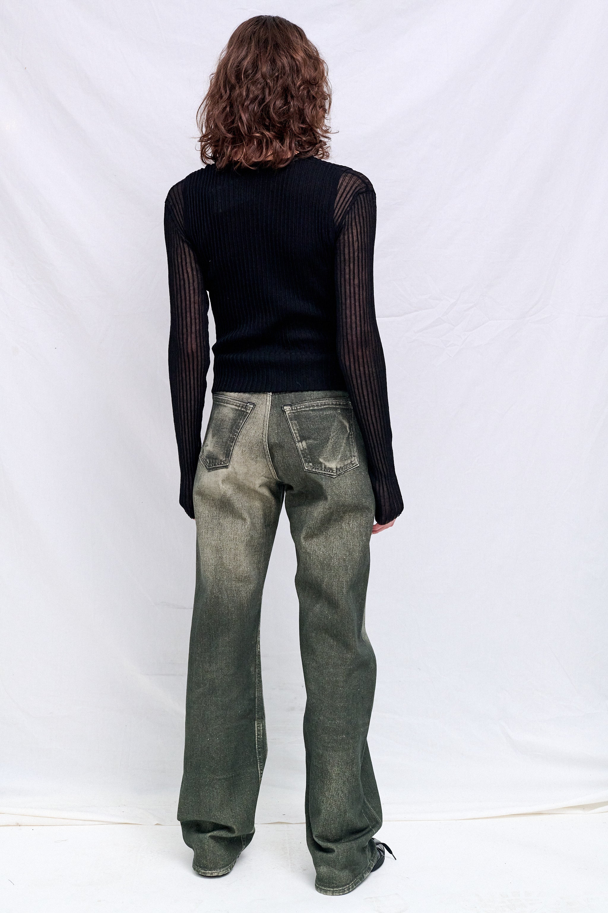 Black Double Up Rib Cardigan