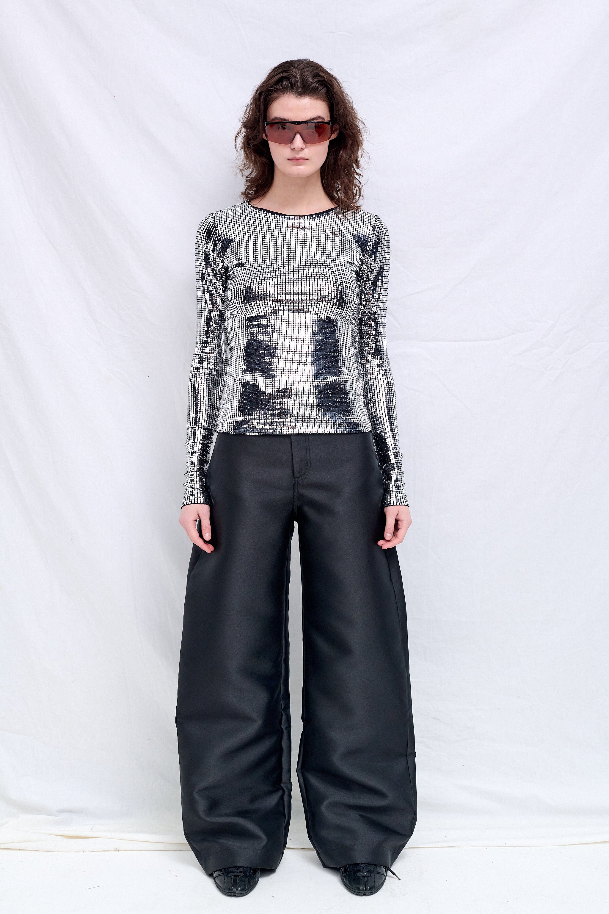 Silver Long-Sleeved Top