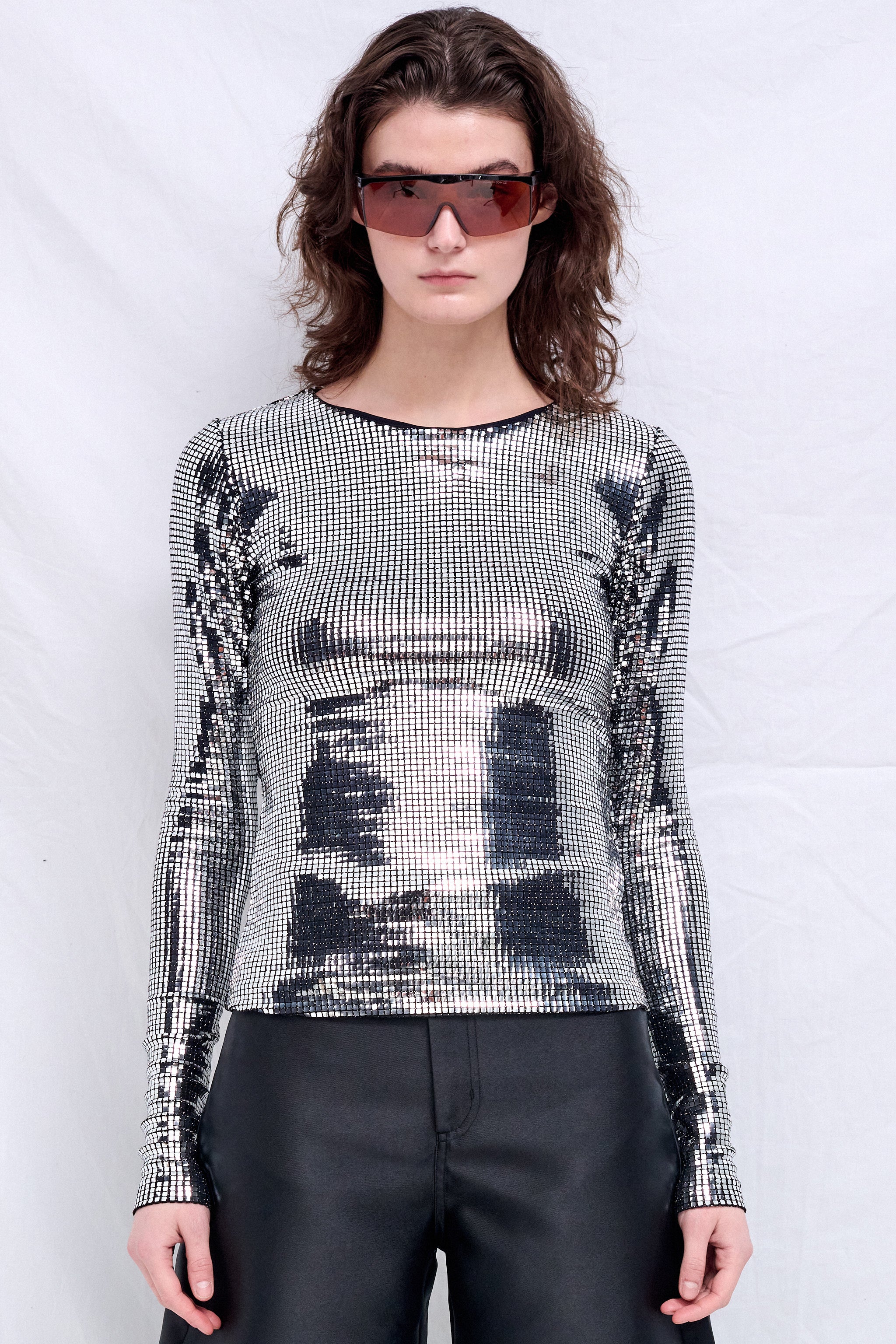 Silver Long-Sleeved Top