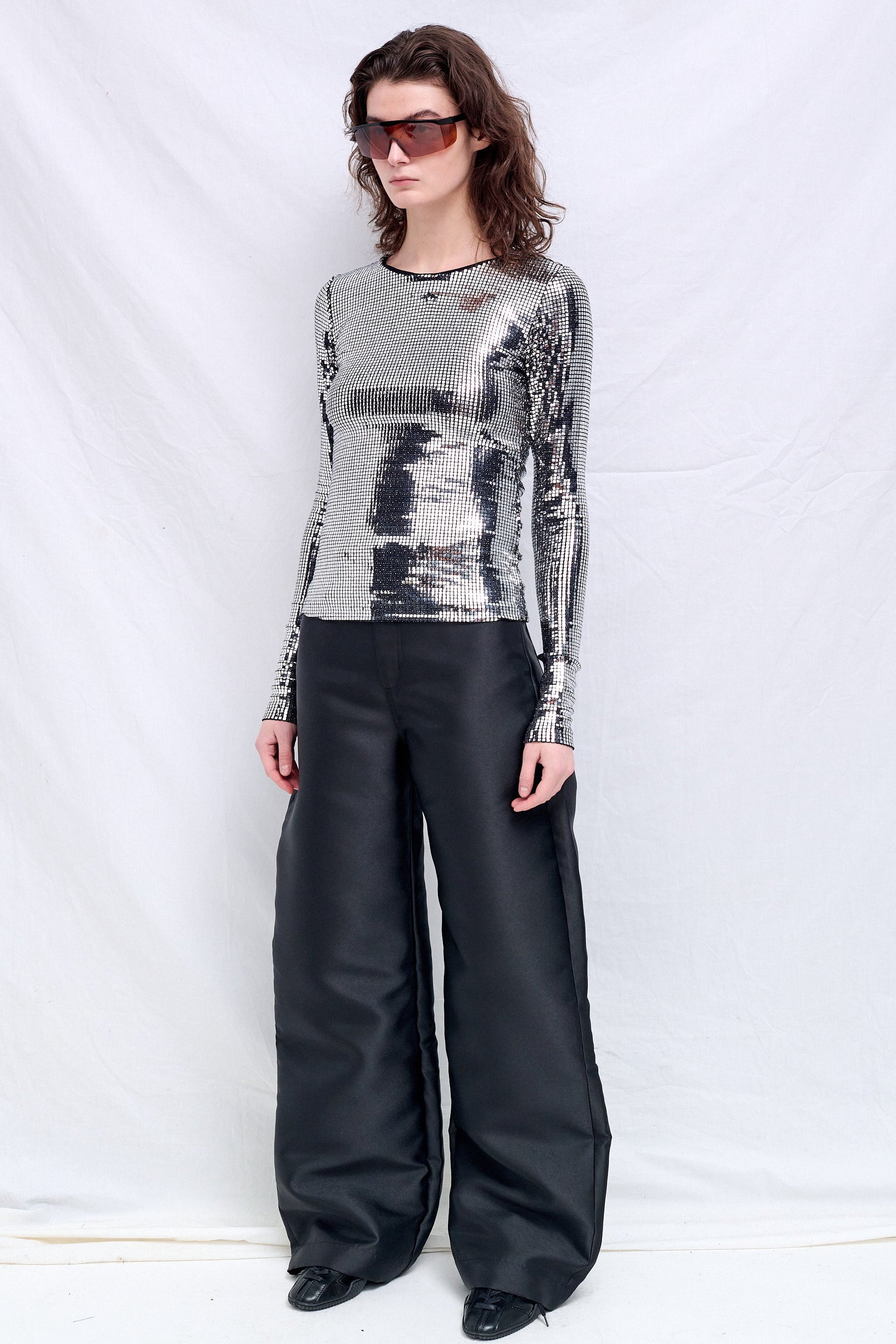 Silver Long-Sleeved Top