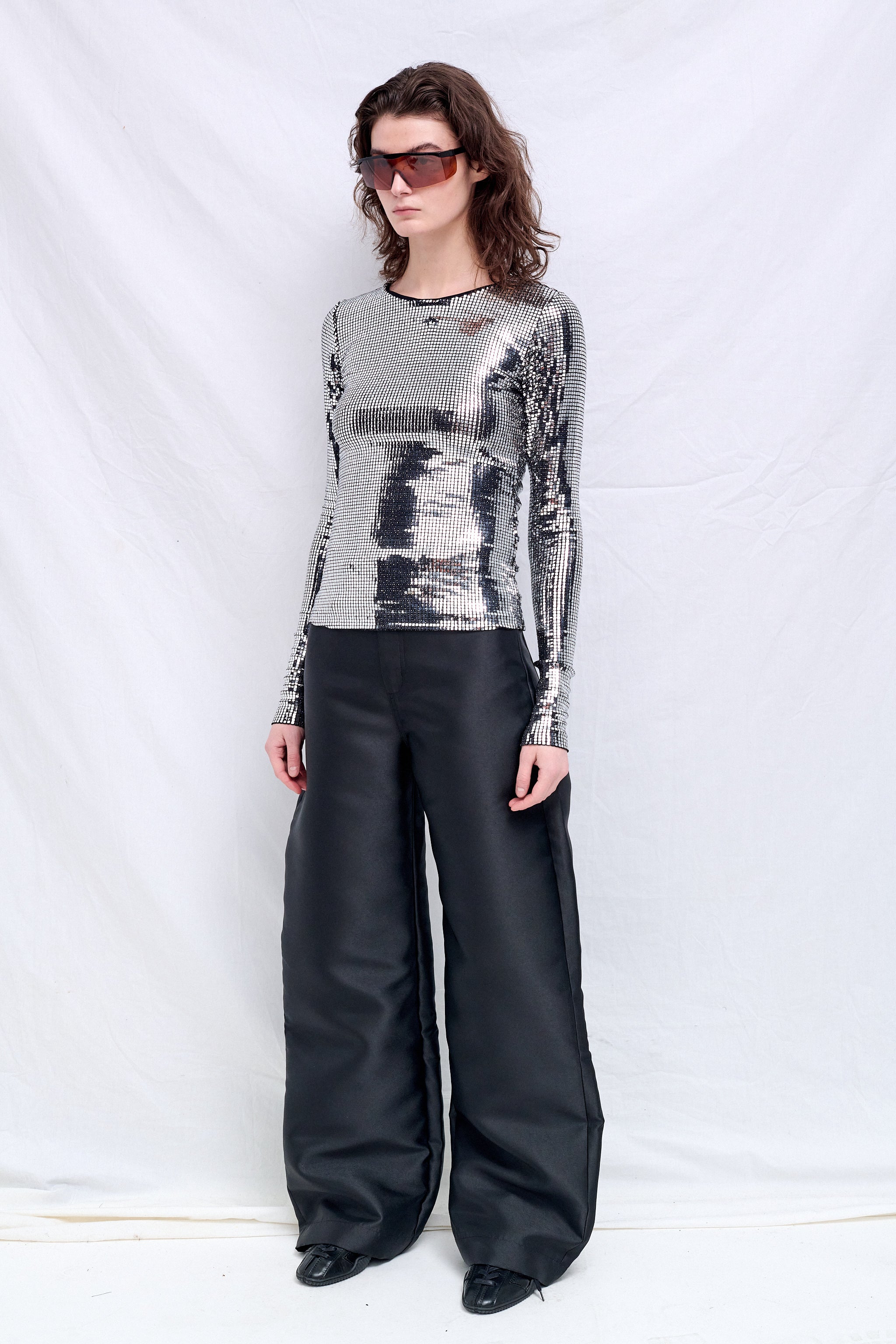 Silver Long-Sleeved Top