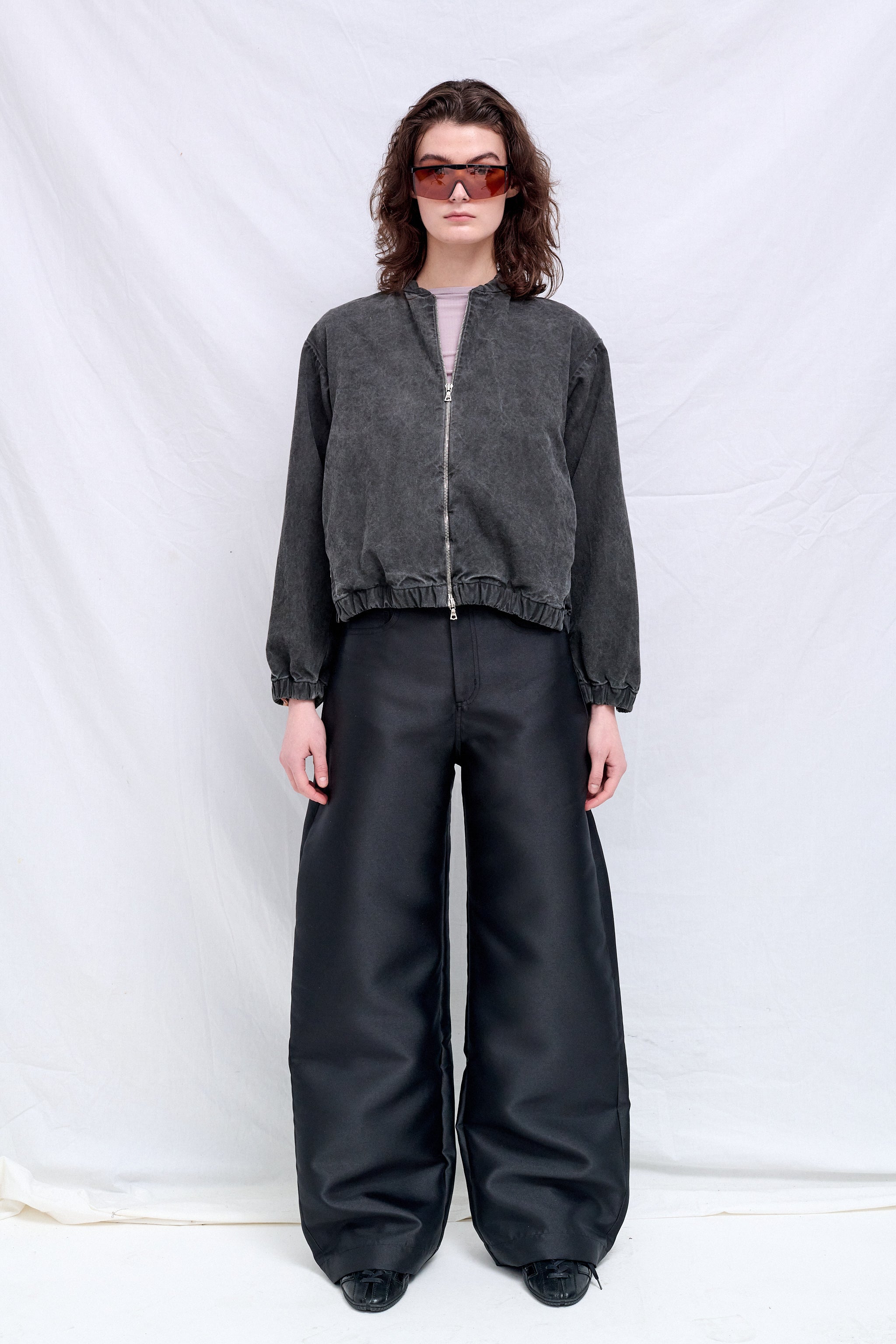 No.306 Washed Black Canvas Six Zipper Jacket