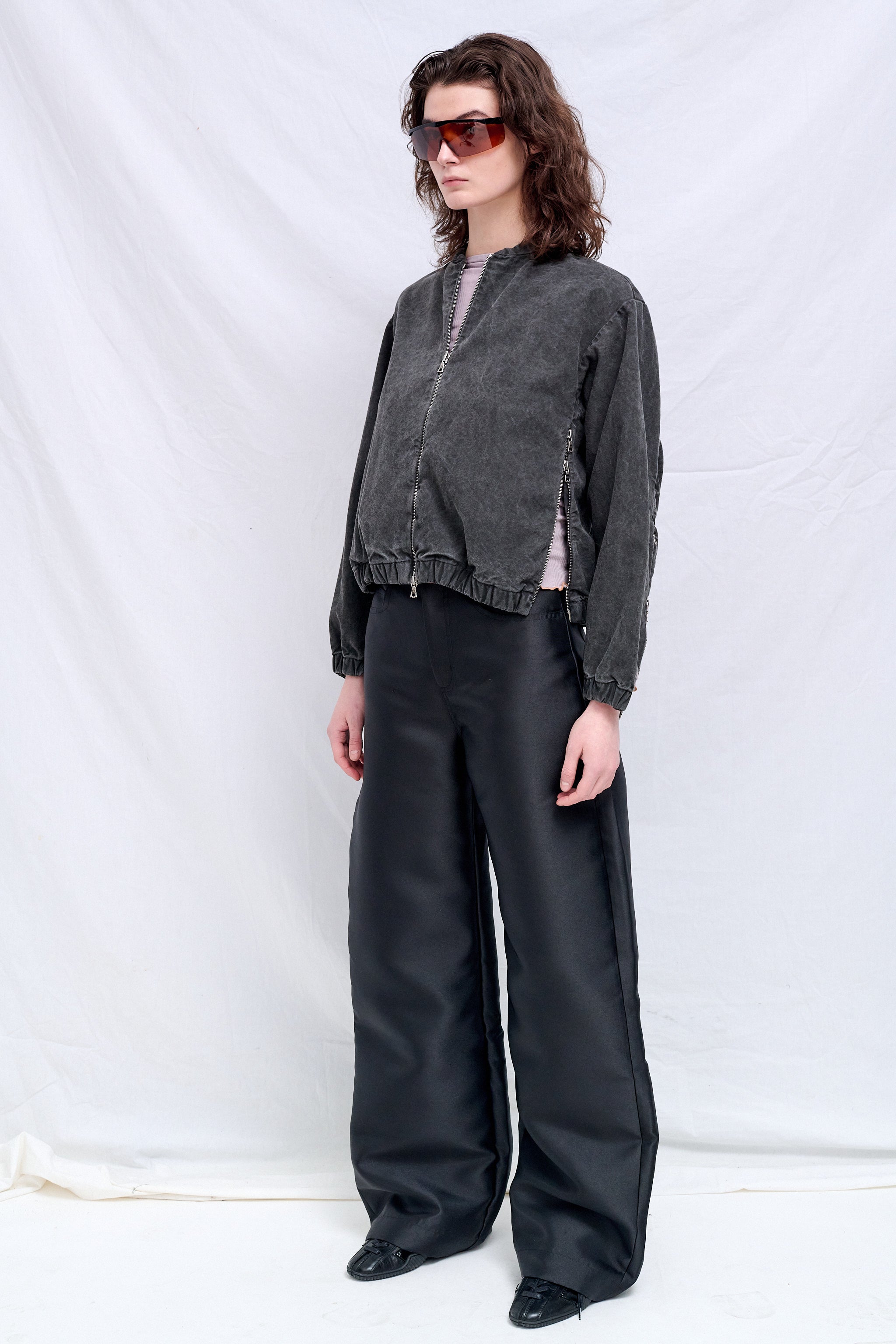 No.306 Washed Black Canvas Six Zipper Jacket