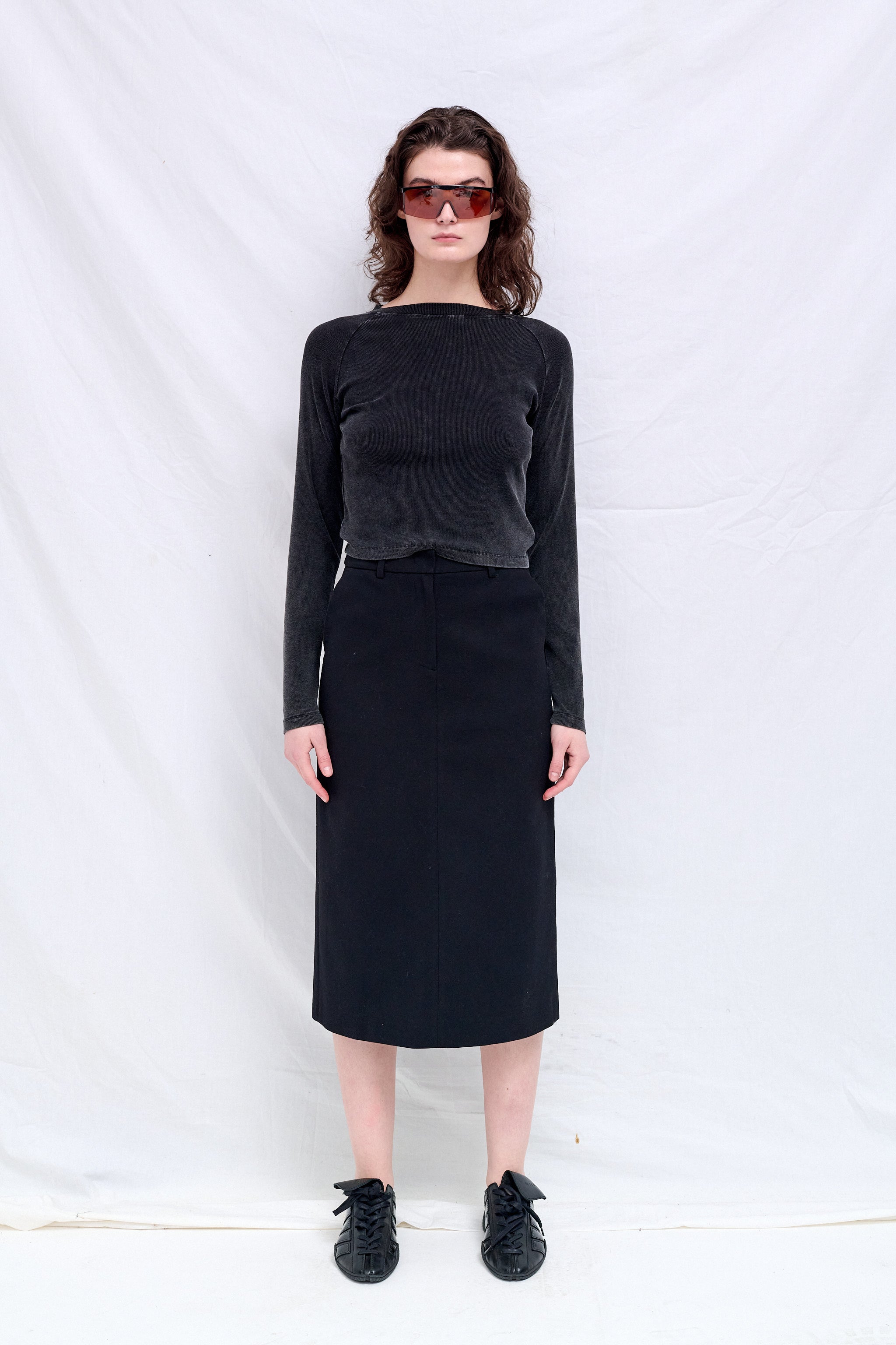 Black Raglan Long Sleeve Slim T-Shirt