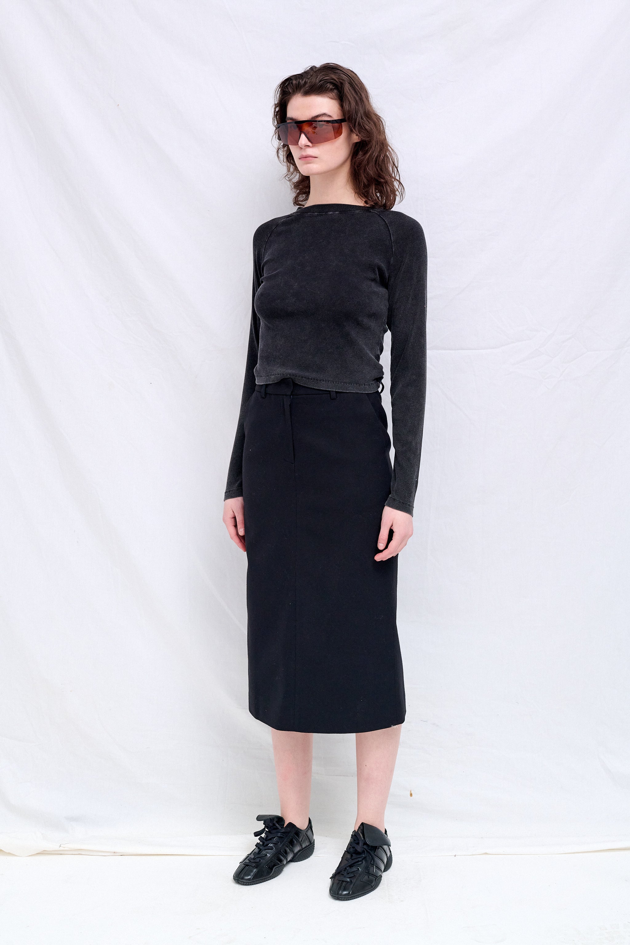 Black Raglan Long Sleeve Slim T-Shirt