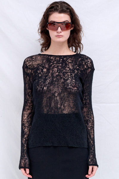 No.292 Black Merino Wool Knitted Top - Gabriela Coll Garments