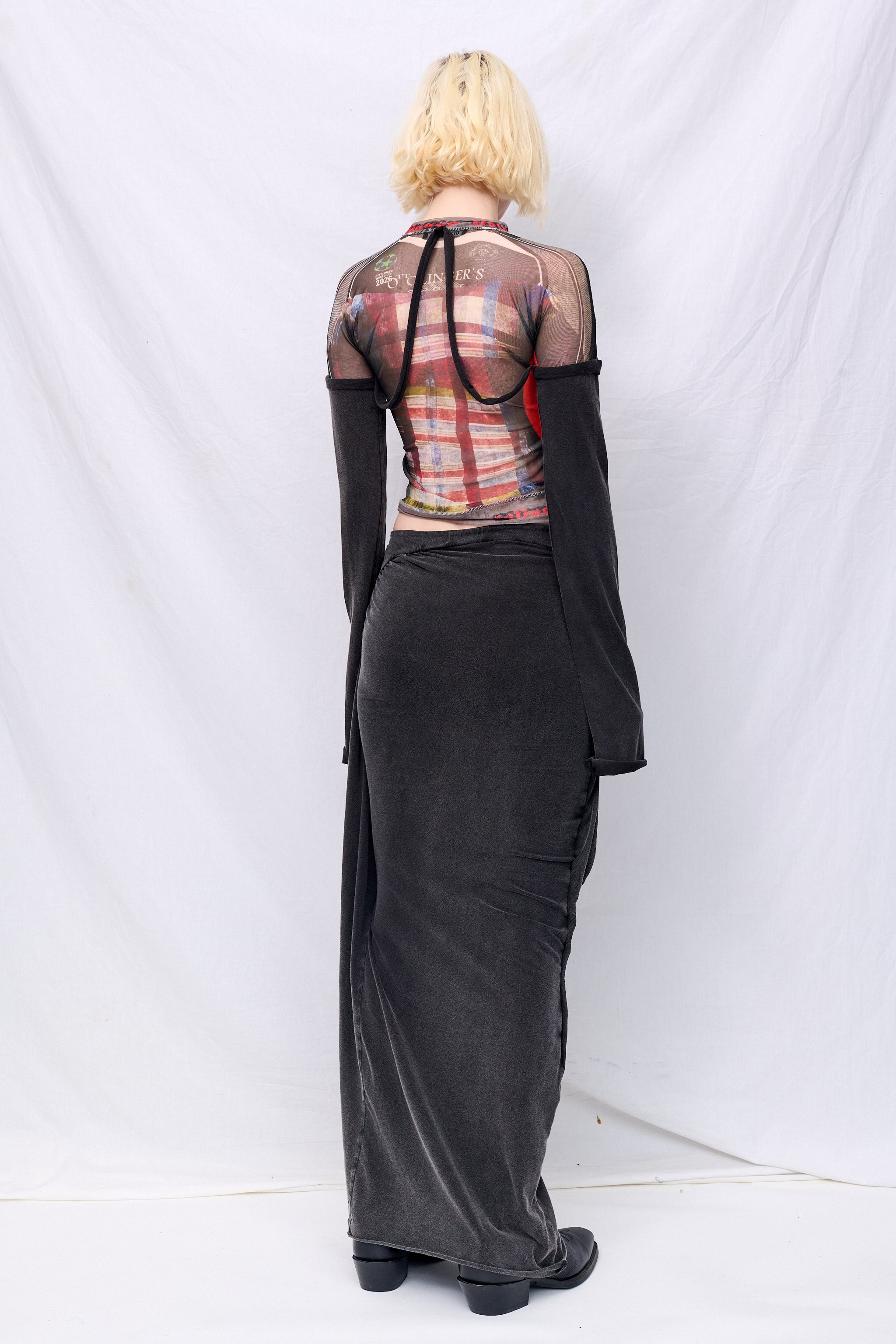Black Wash Slitted Maxi Skirt