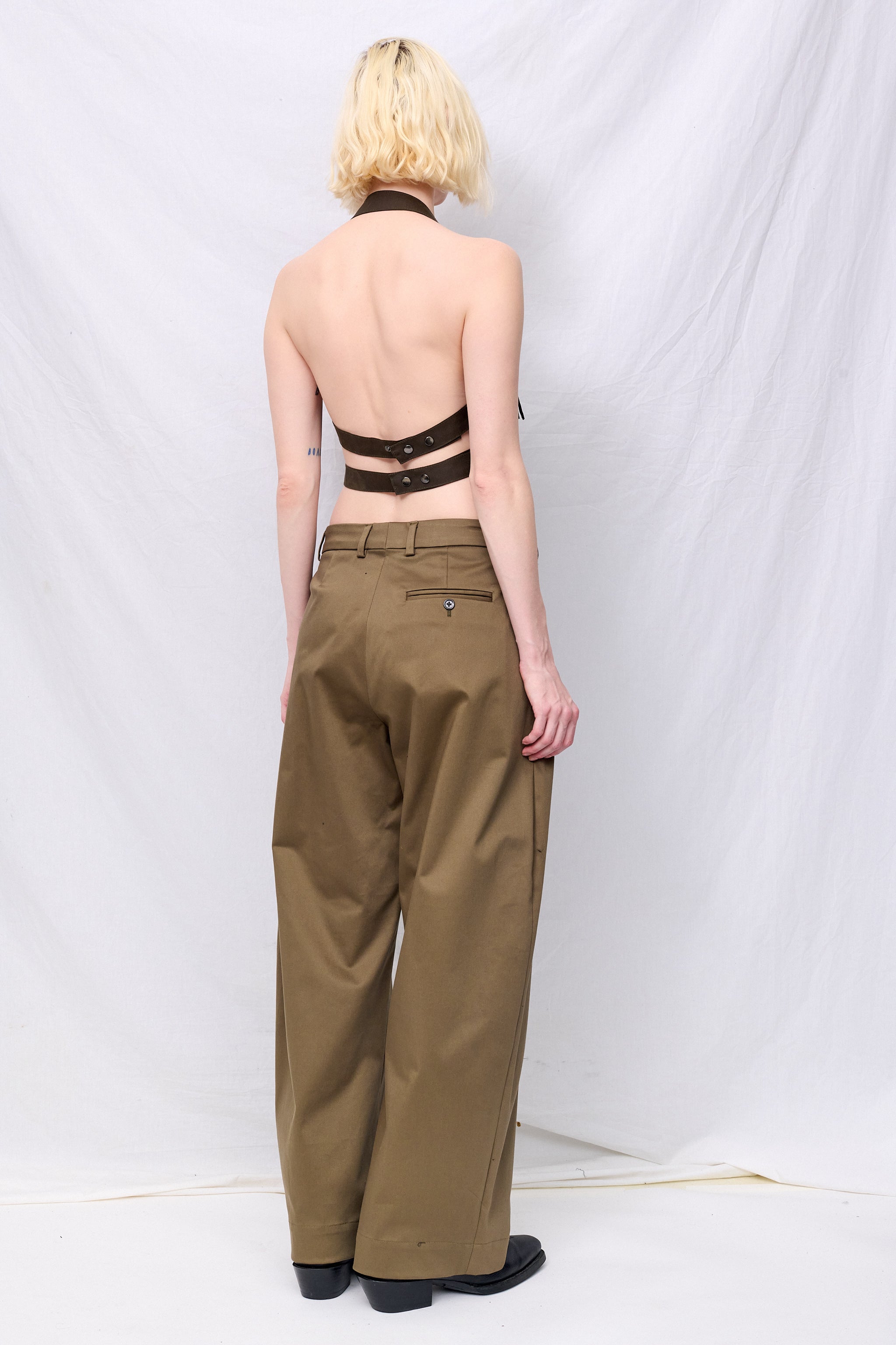 Brown Wax Strap Halter Top