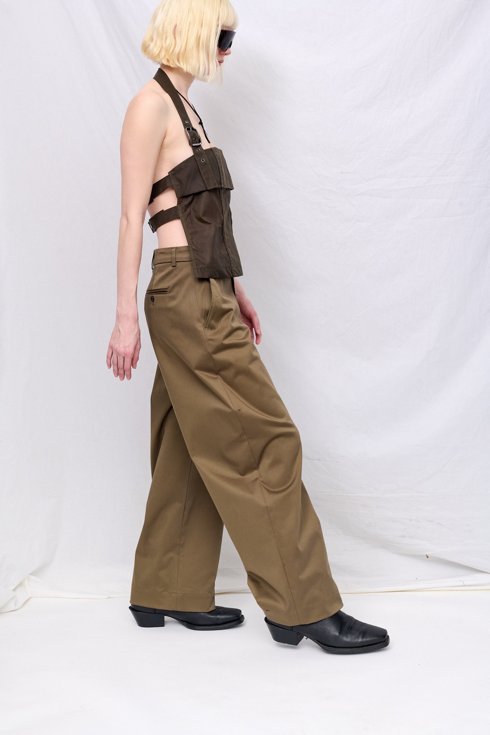 Brown Wax Strap Halter Top