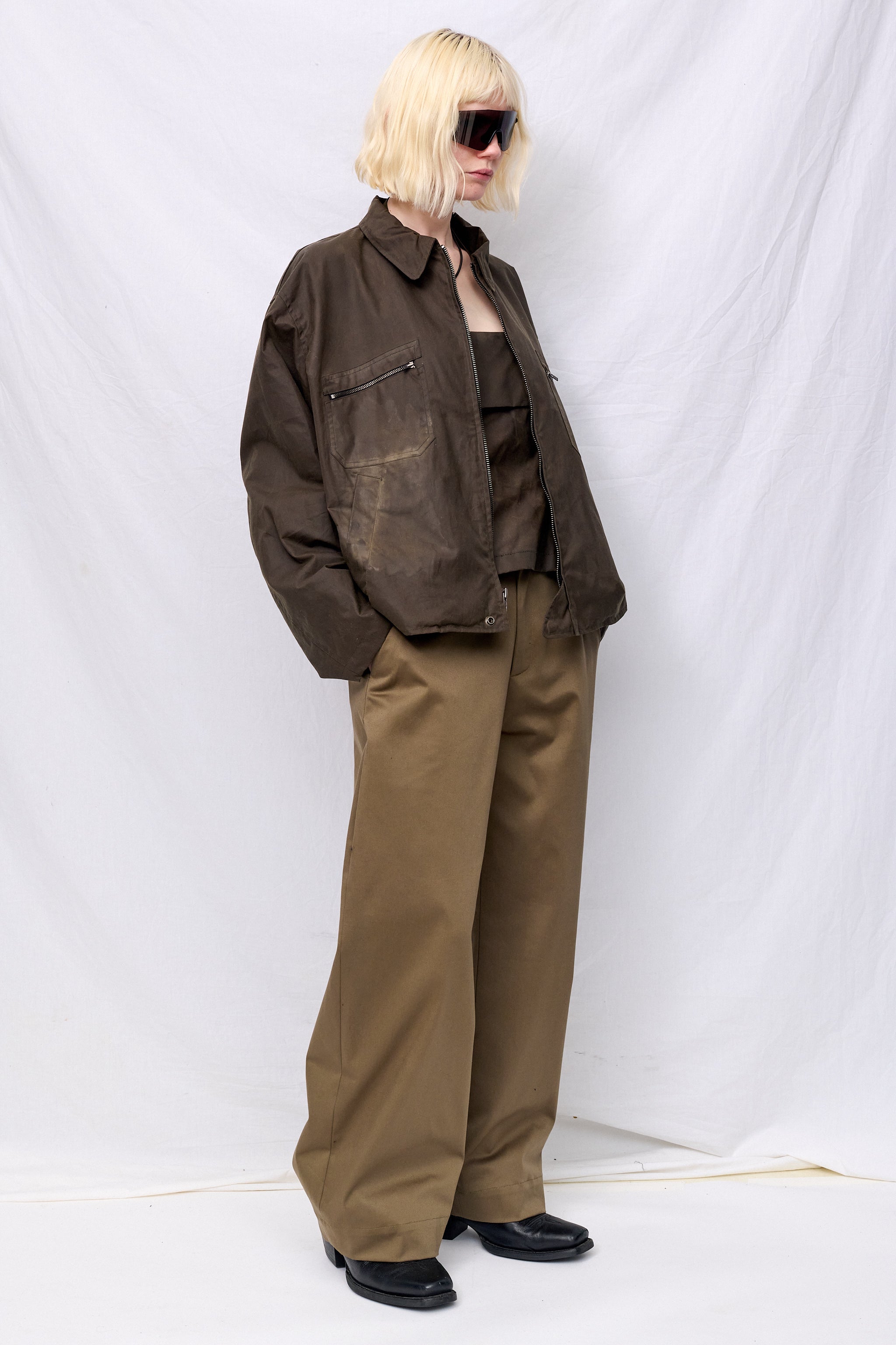 Brown Wax Pocket Zip Jacket