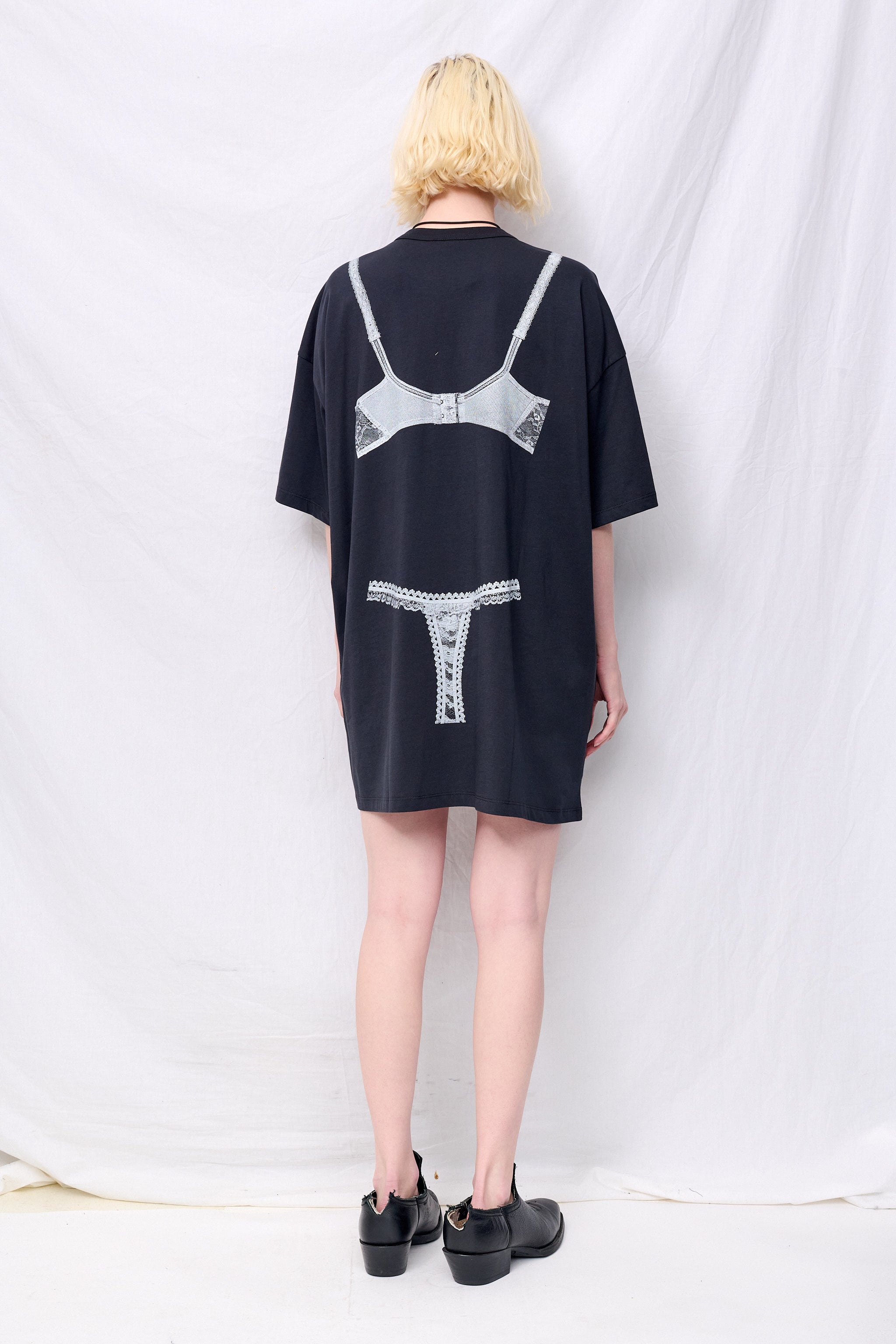 Washed Black Trompe L'oeil Tall Tee Knit