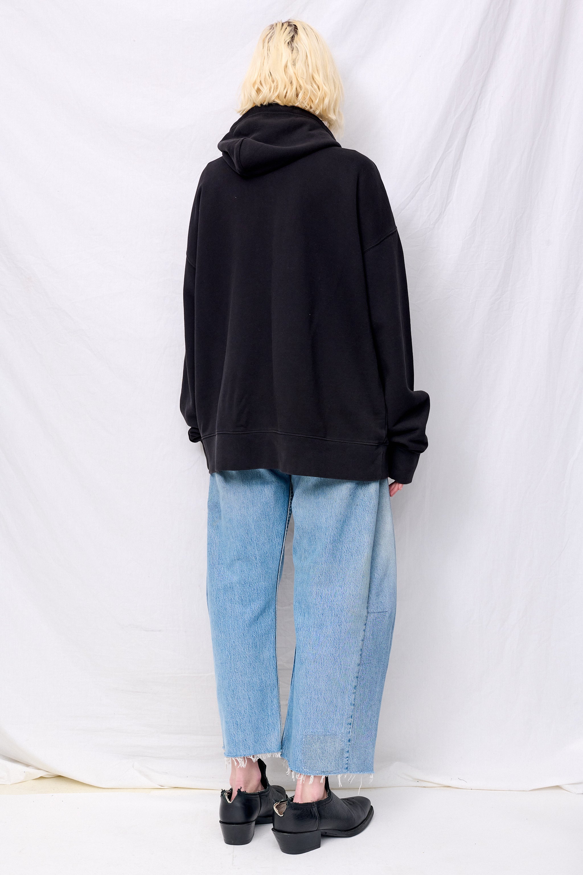 Washed Black Trompe L'oeil Zip Hoodie Knit