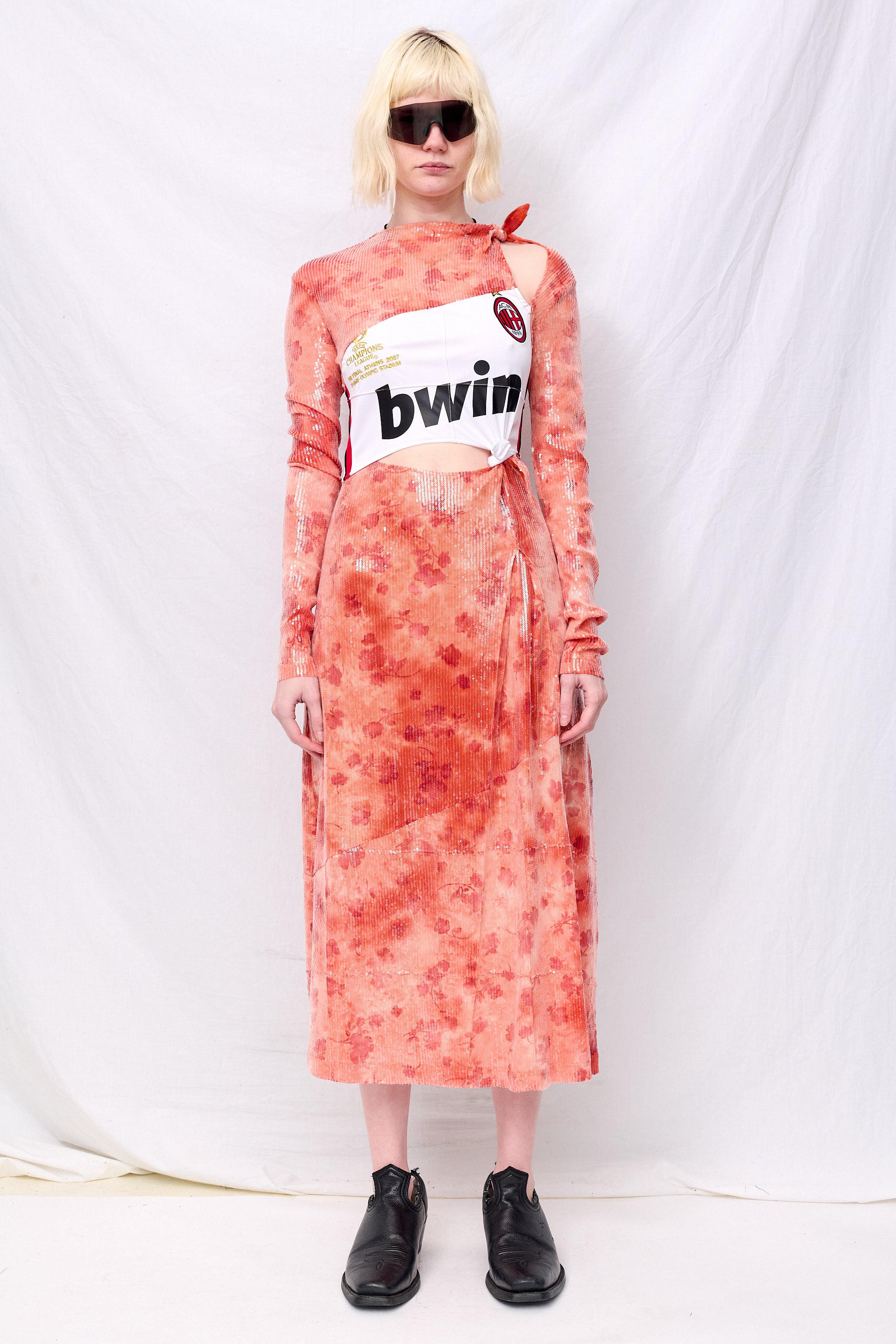 Orange Sunkissed Sequins Football Knots Dress