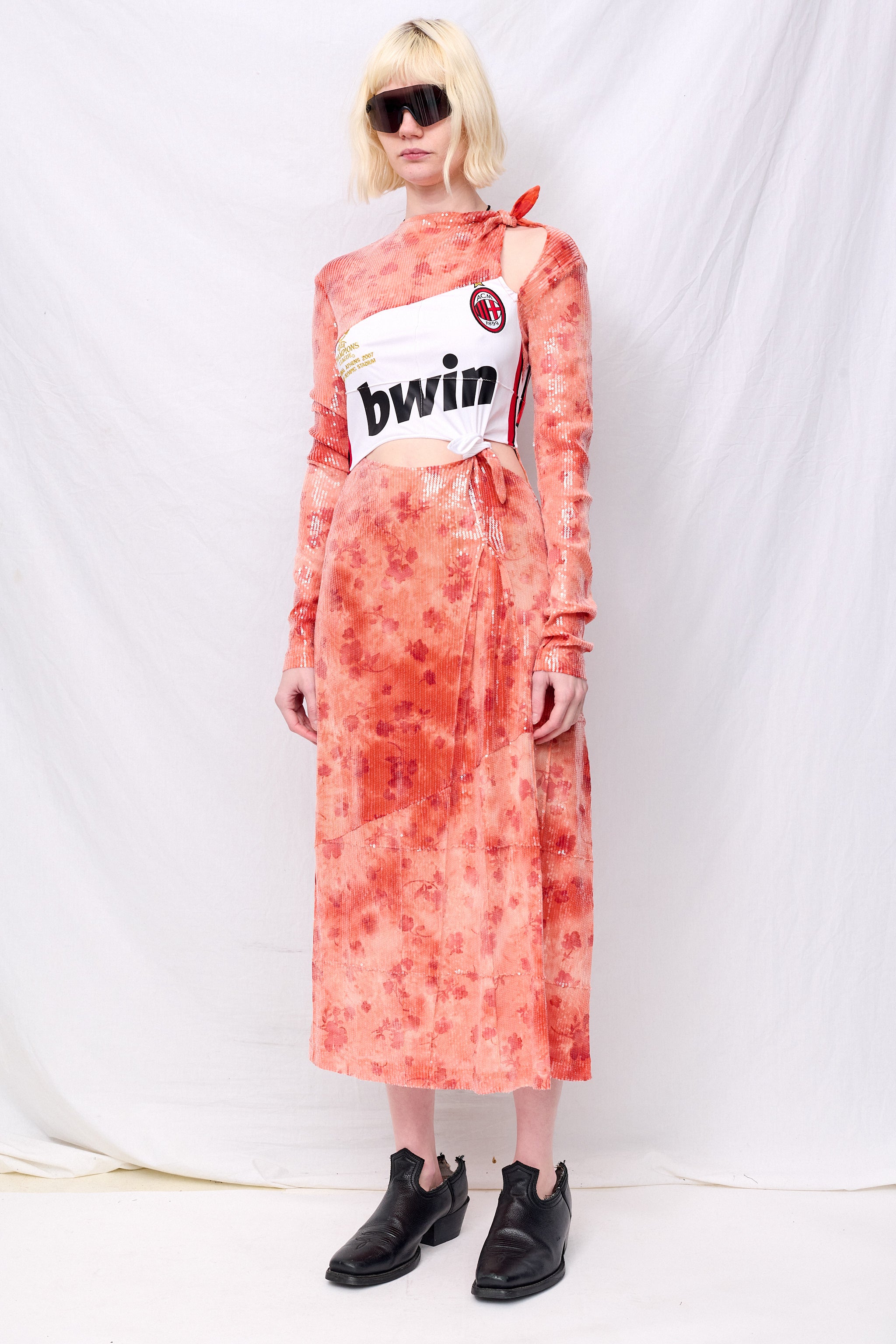 Orange Sunkissed Sequins Football Knots Dress