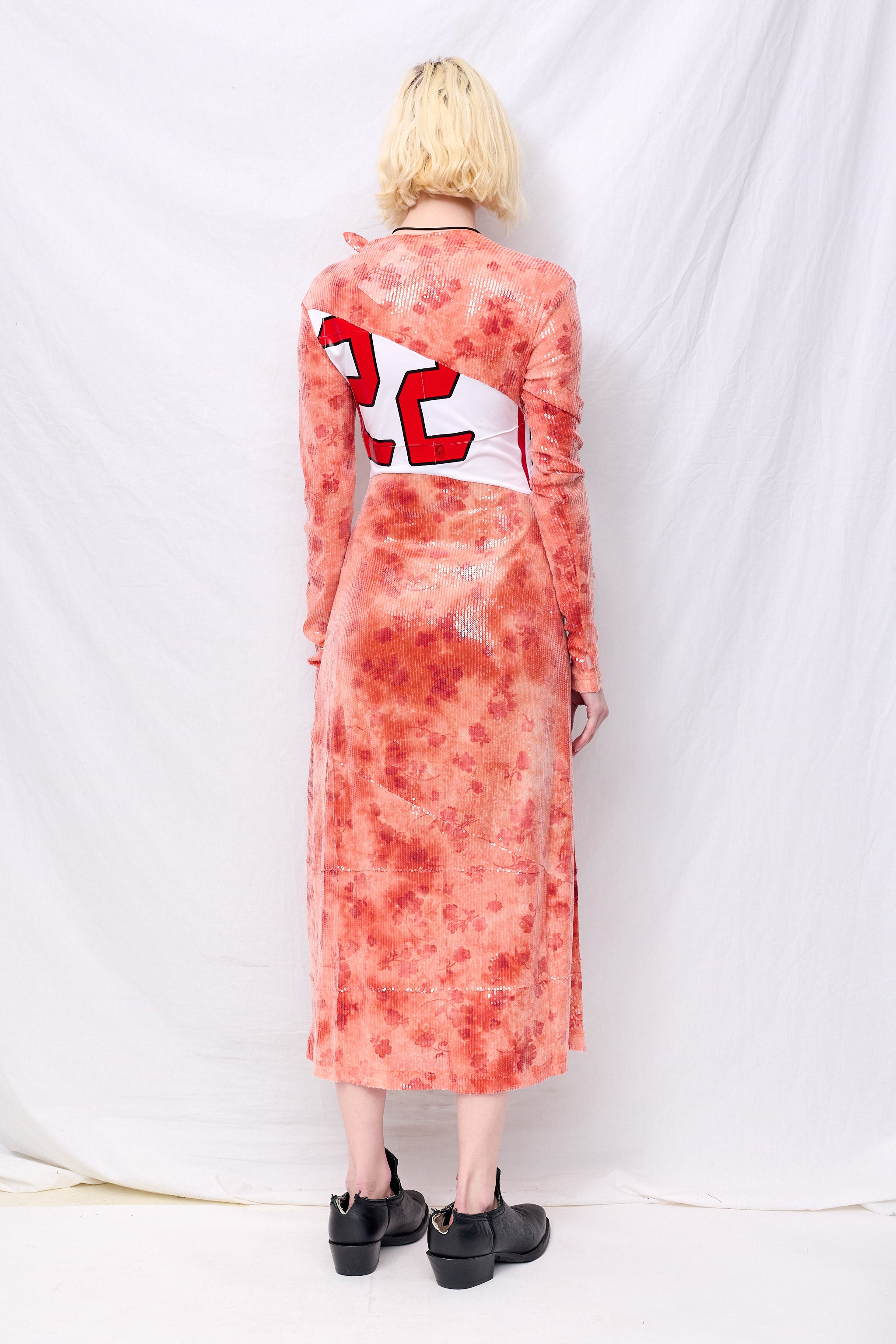 Orange Sunkissed Sequins Football Knots Dress