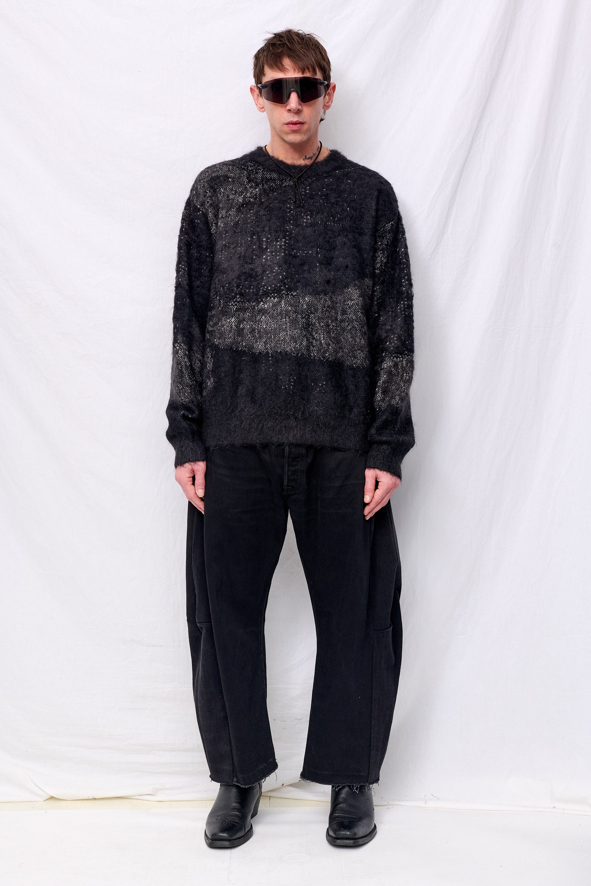 Black Abstract Jaquard Mohair Sweater