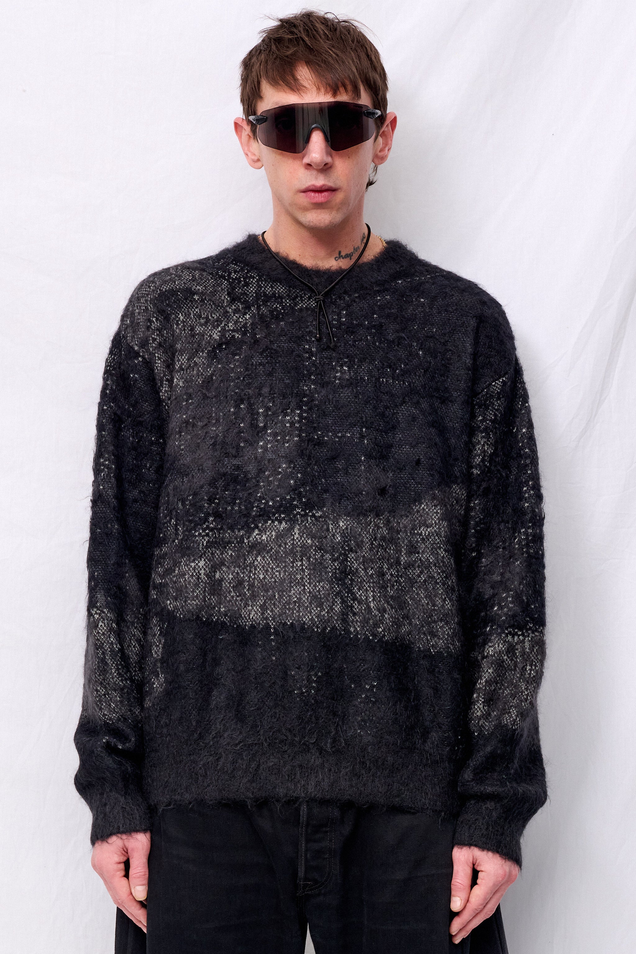 Black Abstract Jaquard Mohair Sweater