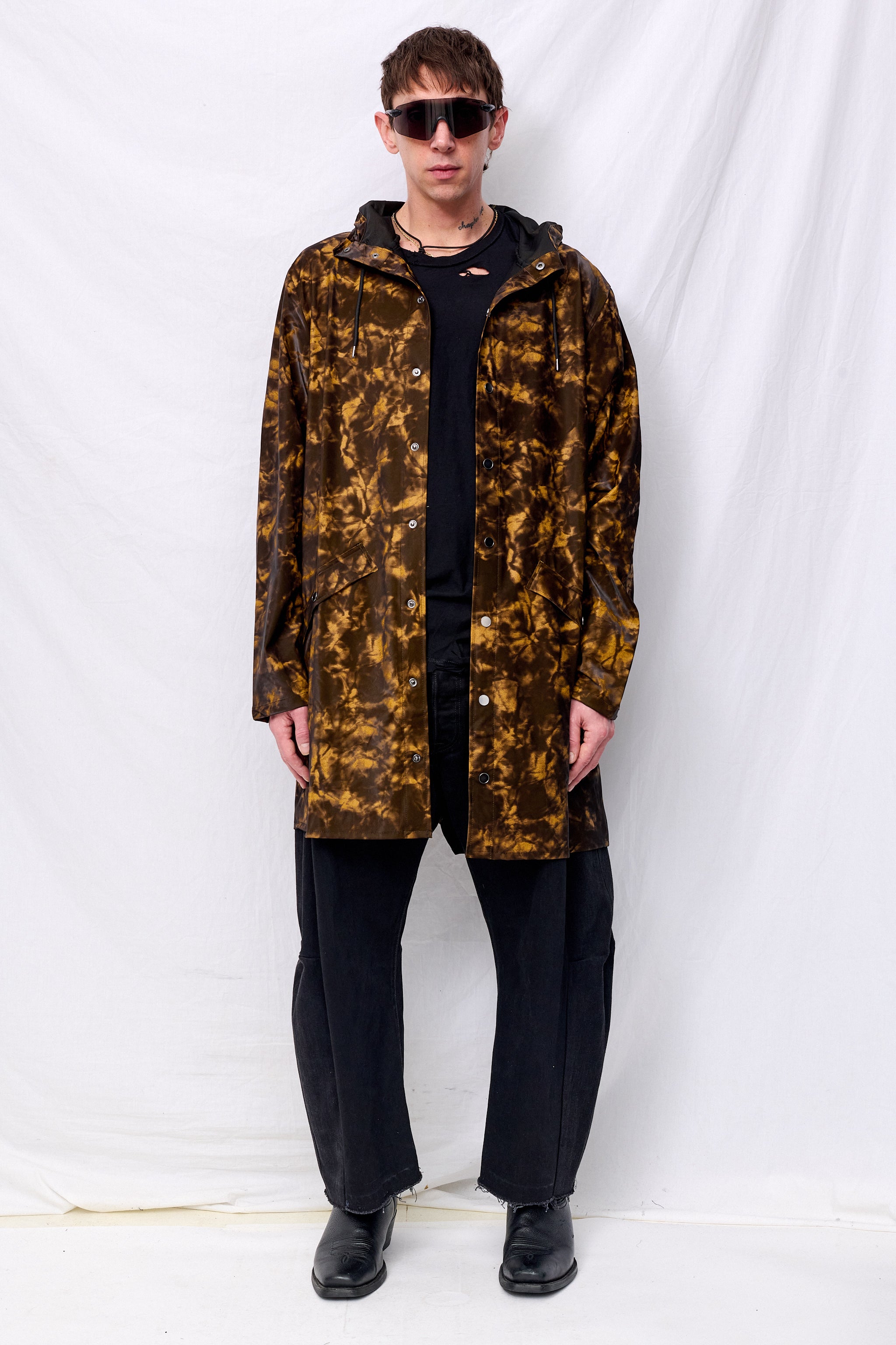 Muddy Hooded Rain Long Jacket