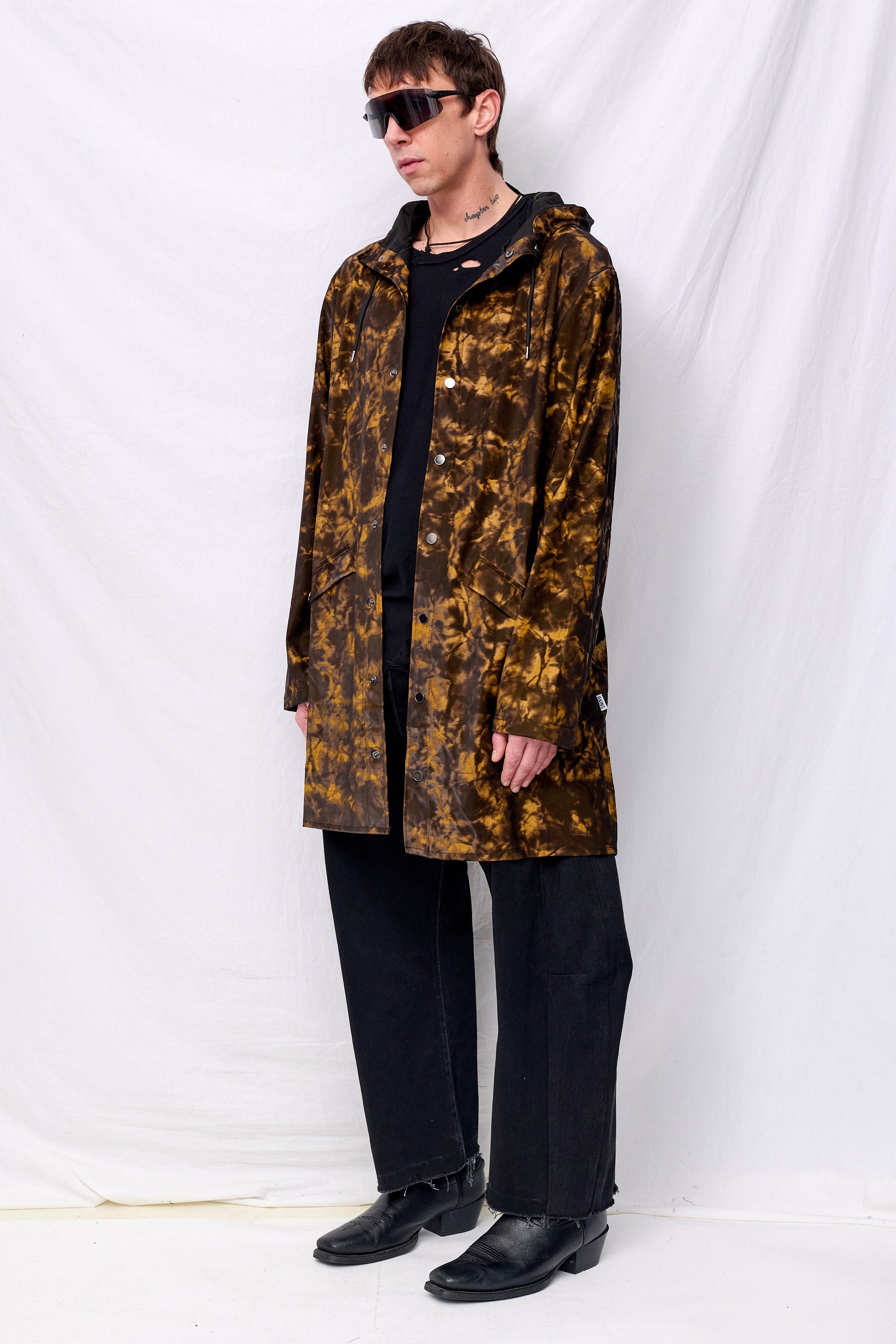 Muddy Hooded Rain Long Jacket