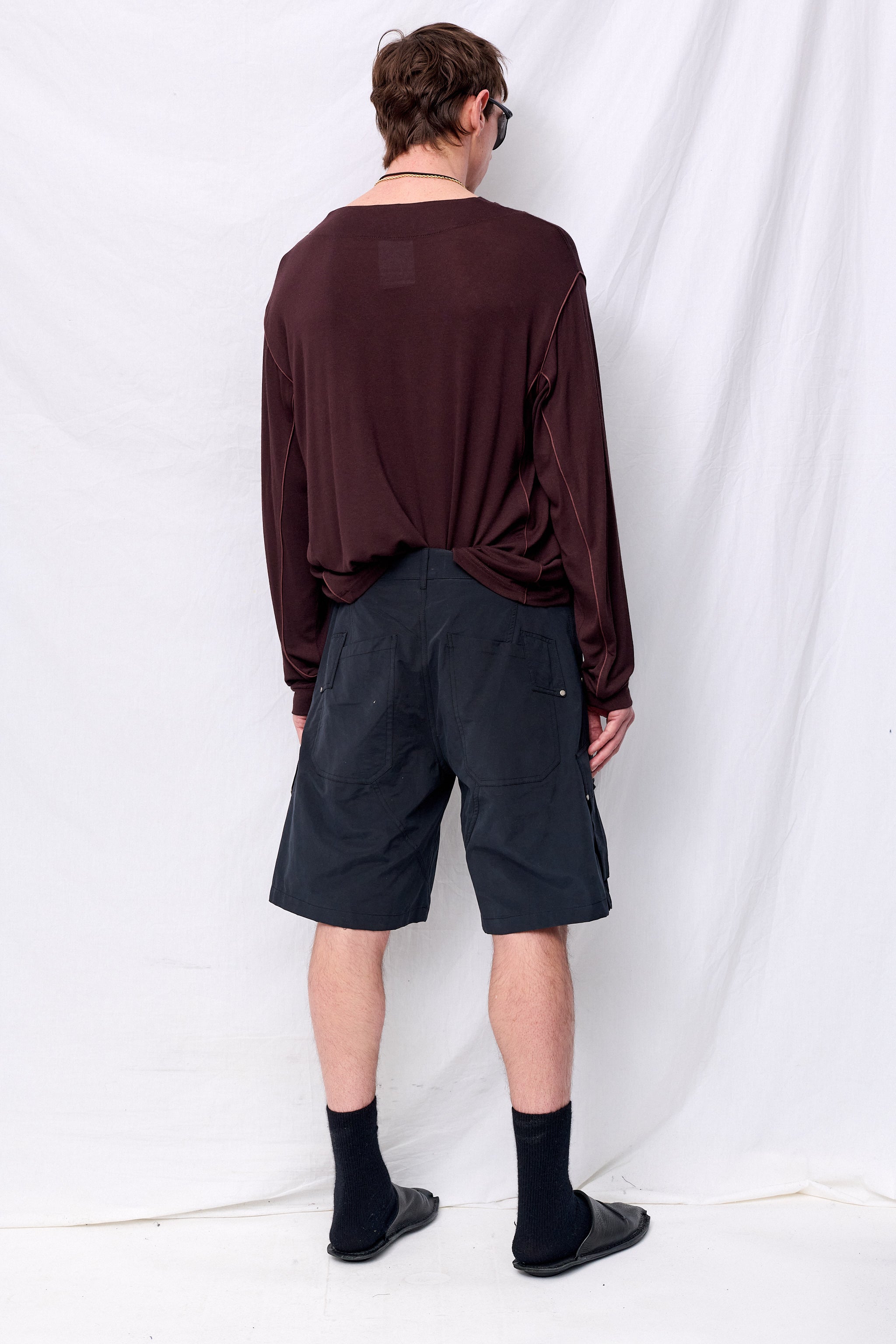 Dark Brown Longsleeve Double V Football Top