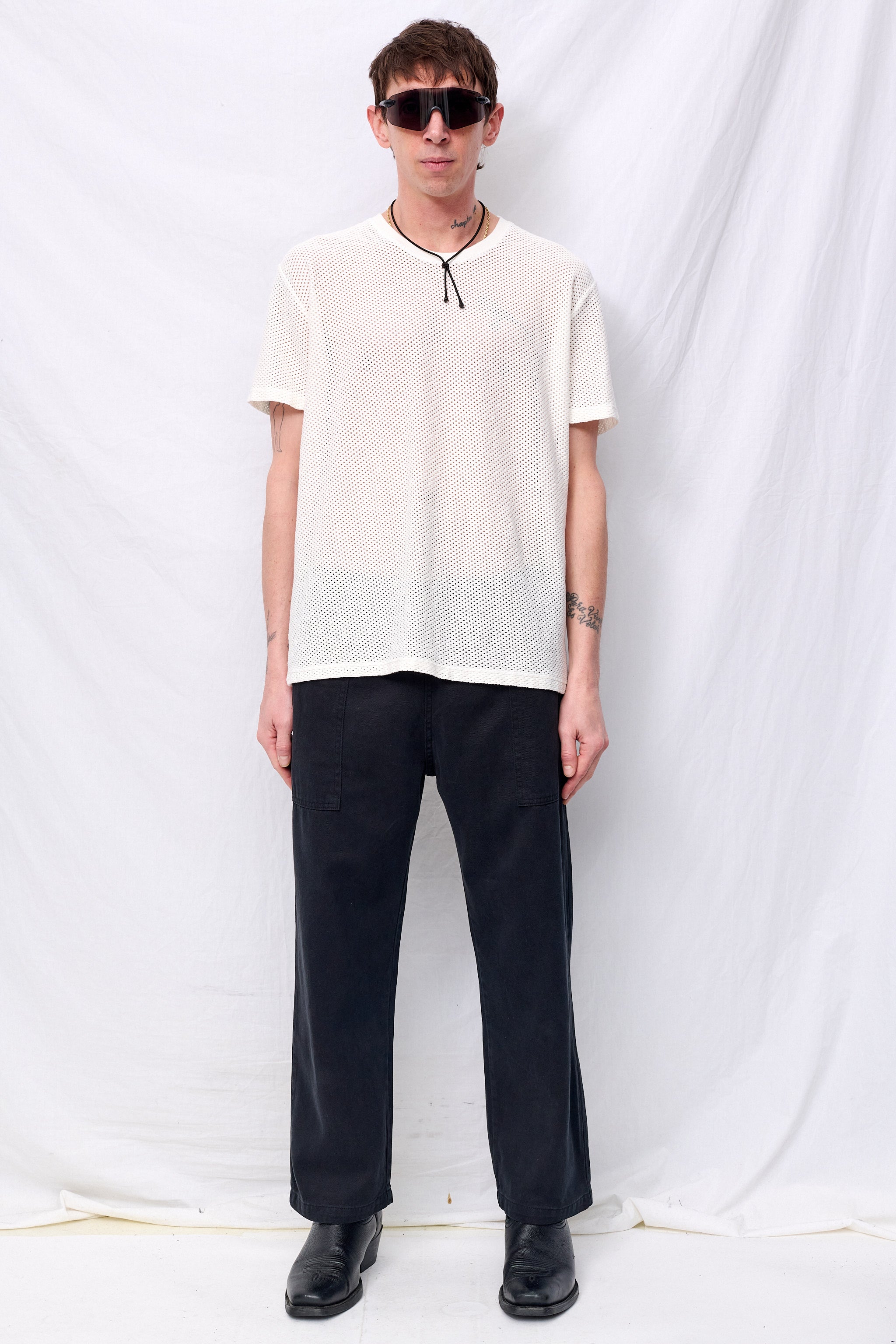 Washed White Highline Mesh Tee