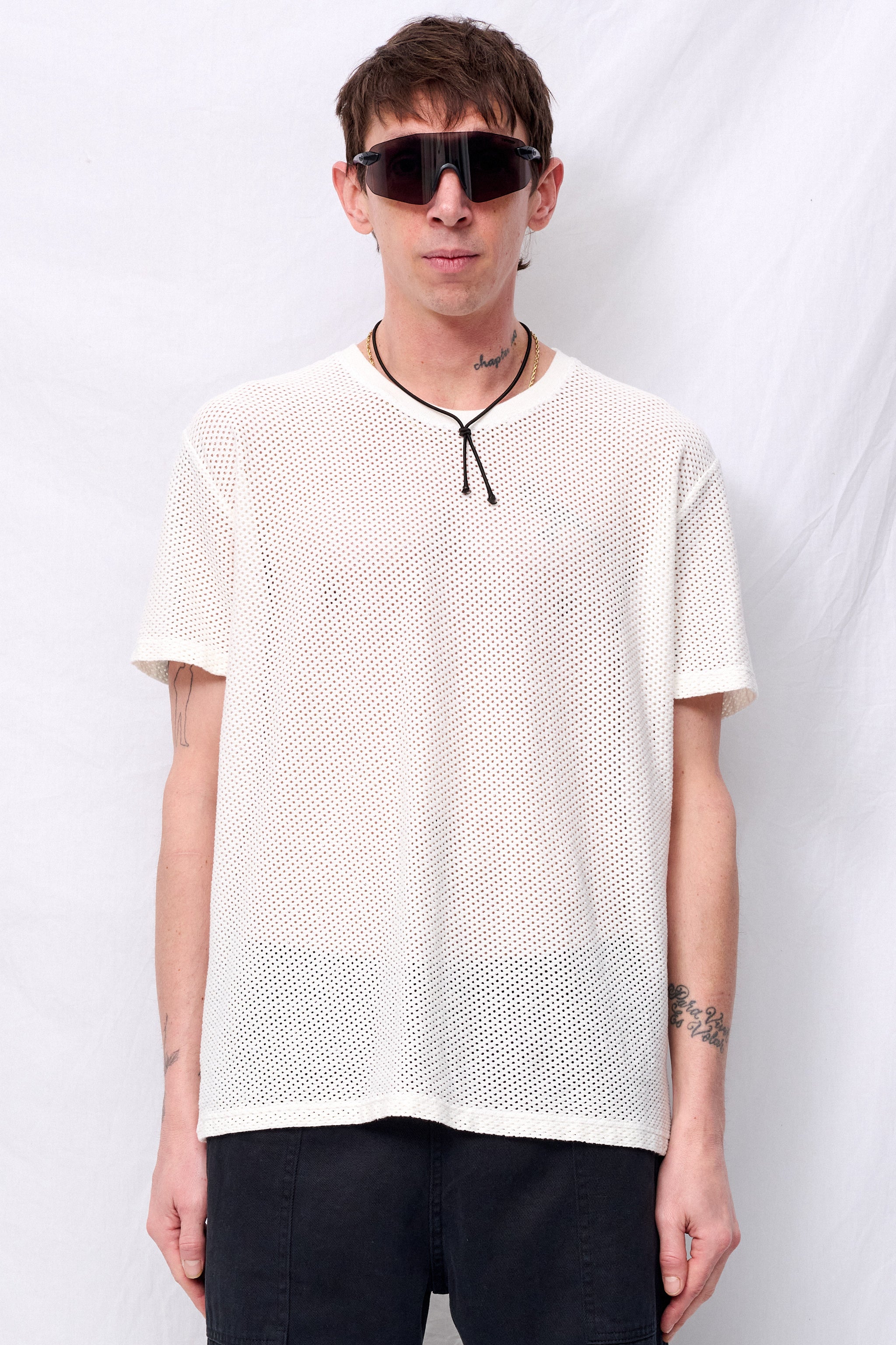 Washed White Highline Mesh Tee