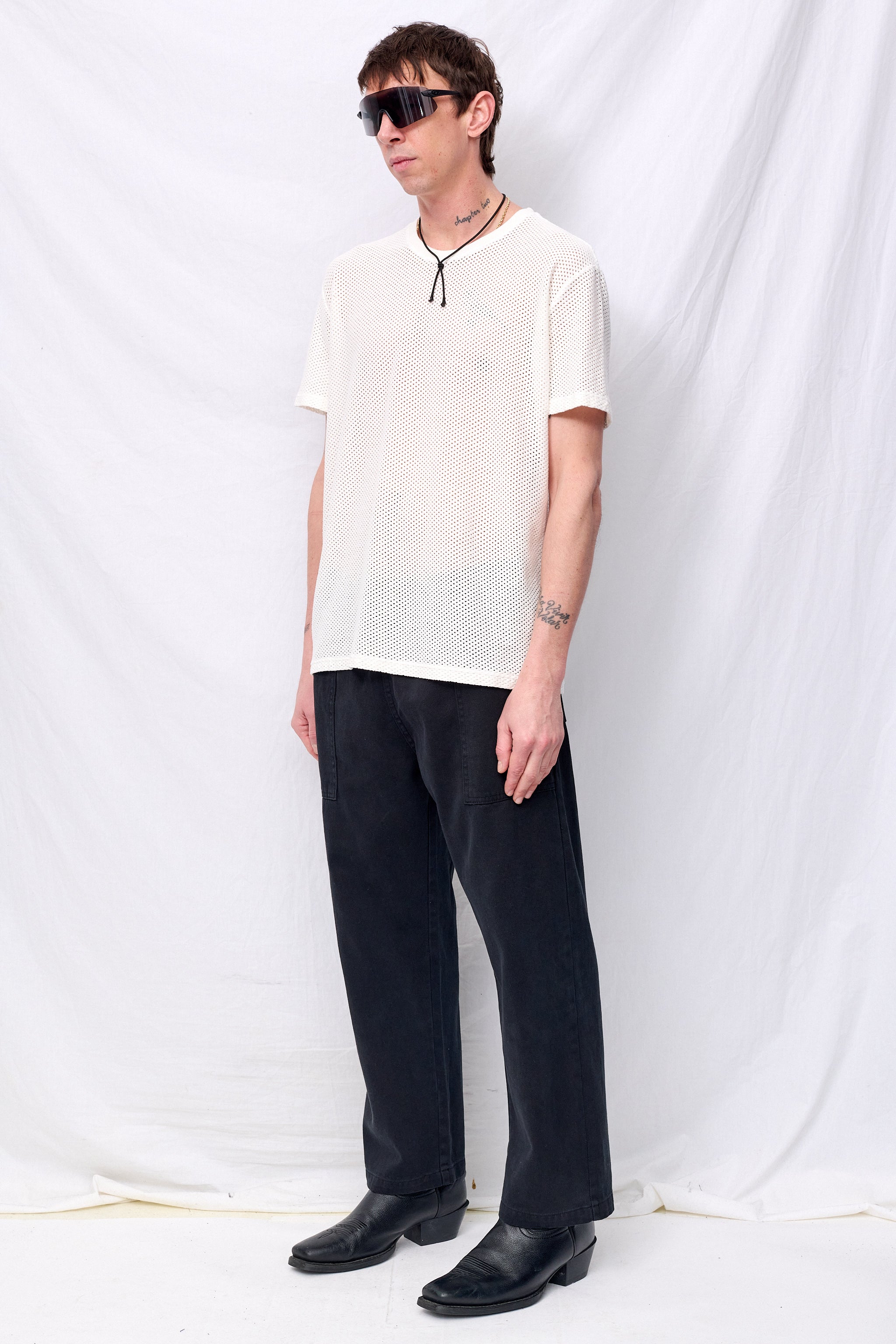 Washed White Highline Mesh Tee