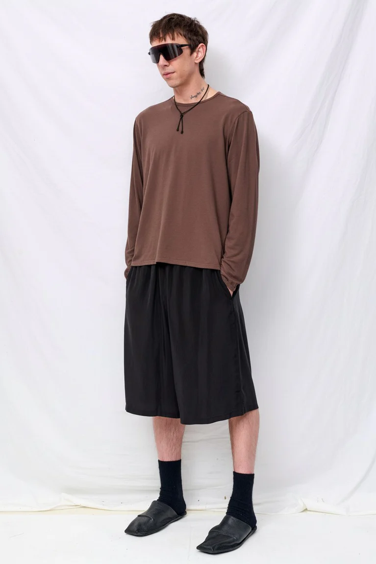 No.87 Brown Organic Cotton Long Sleeve T-Shirt
