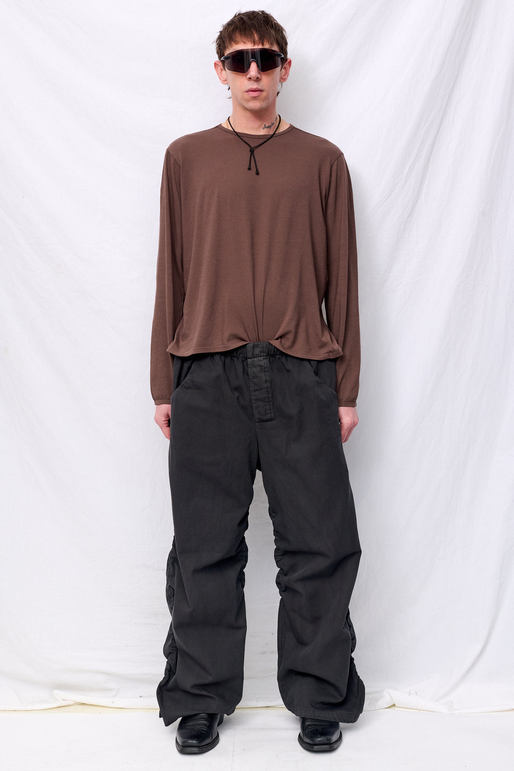 No. 267 Black Thin Canvas Draped Trousers - Gabriela Coll Garments
