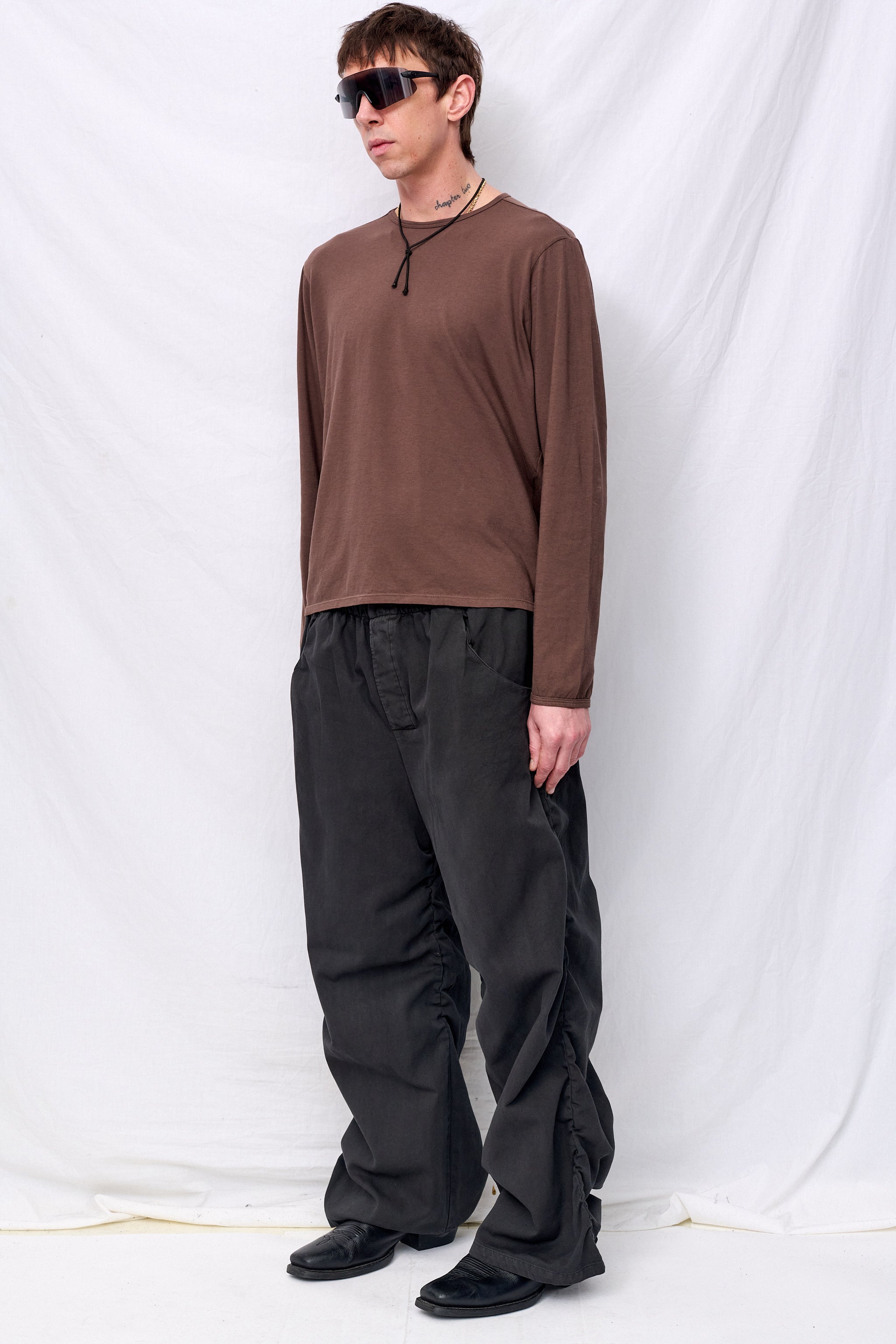 No. 267 Black Thin Canvas Draped Trousers