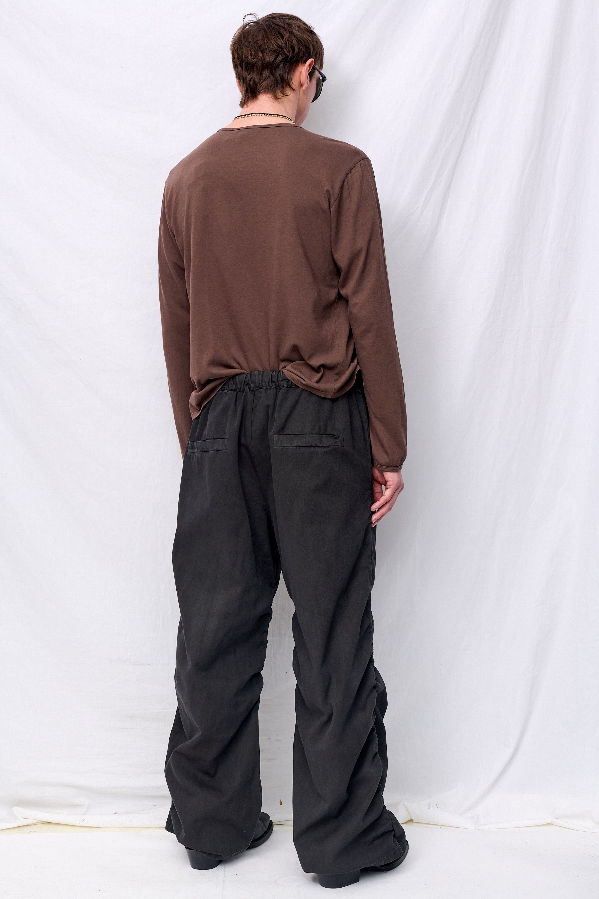 No. 267 Black Thin Canvas Draped Trousers