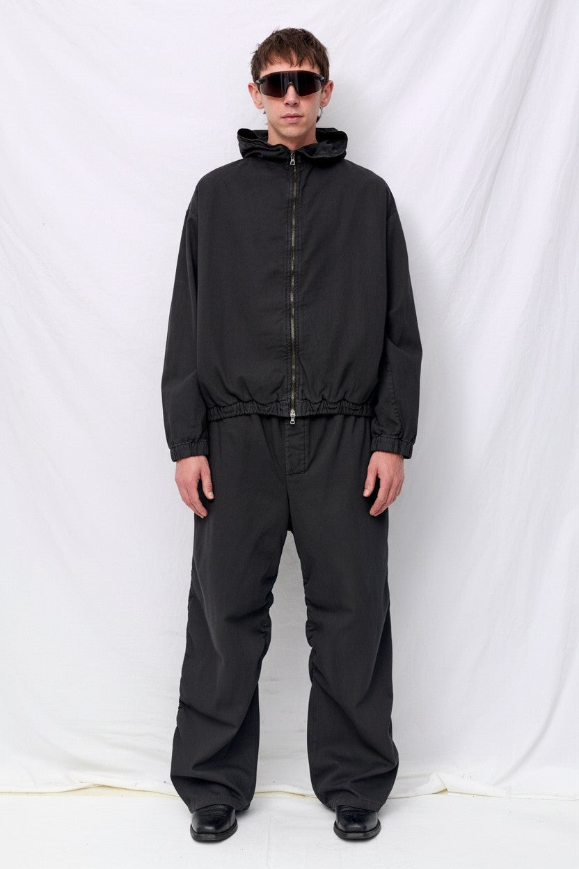 No. 216 Black Thin Canvas Hooded Jacket