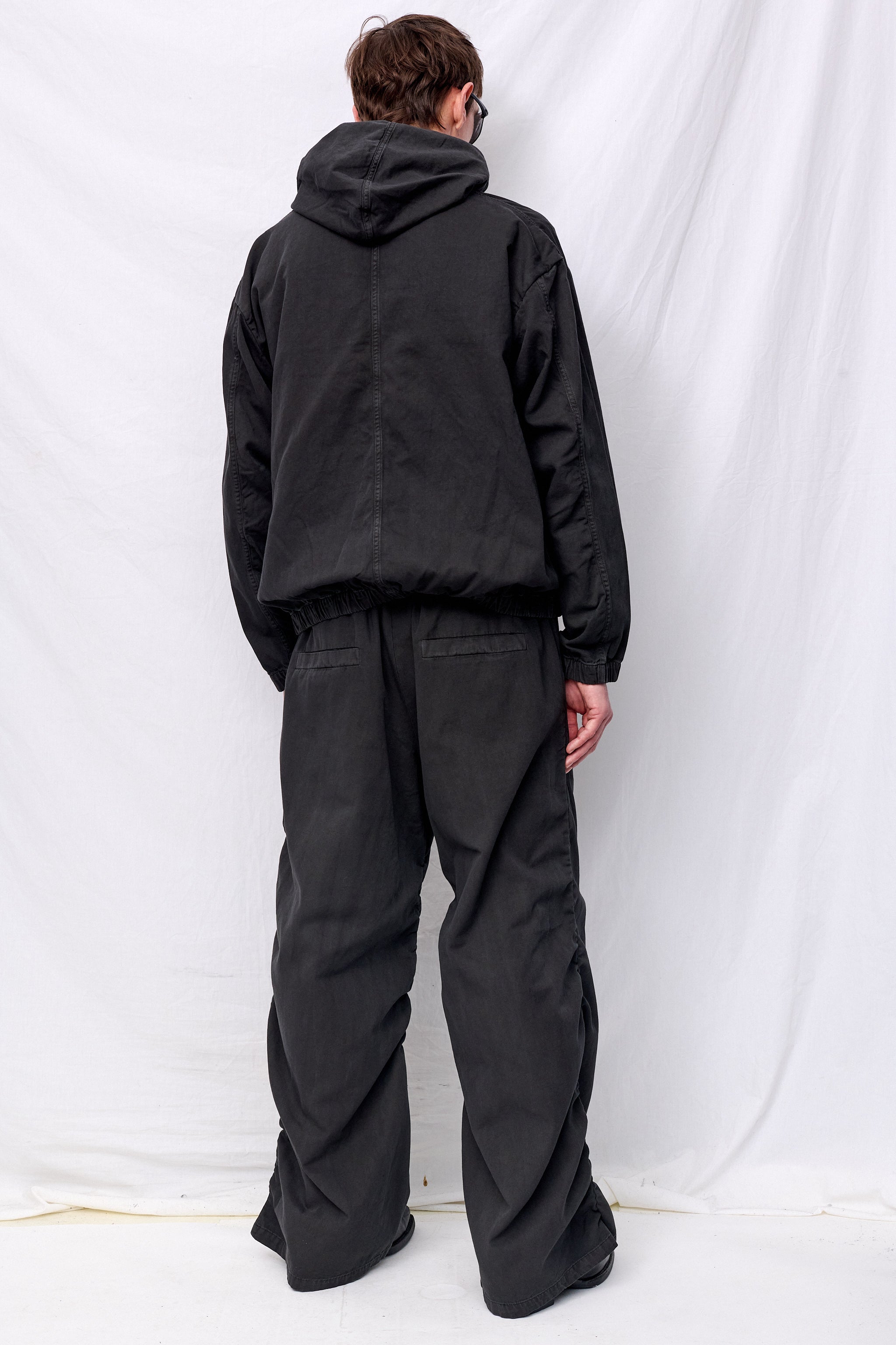 No. 216 Black Thin Canvas Hooded Jacket