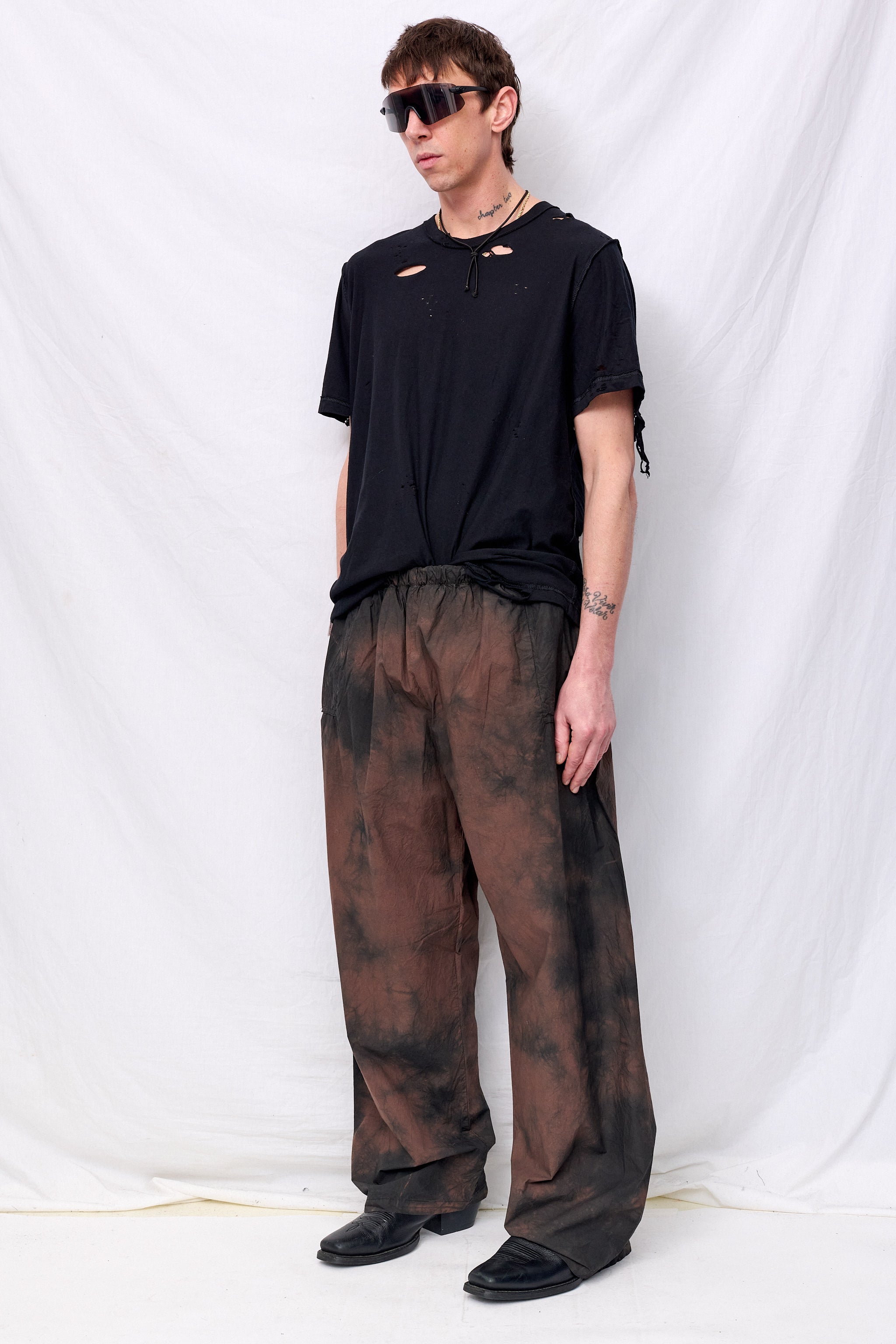 No.287 Brown/Black Poplin Flap Pocket Trousers