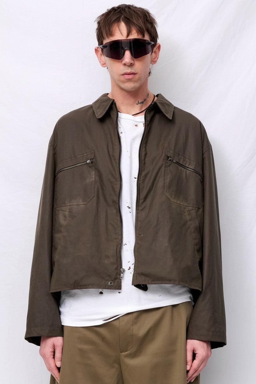 Brown Wax Pocket Zip Jacket
