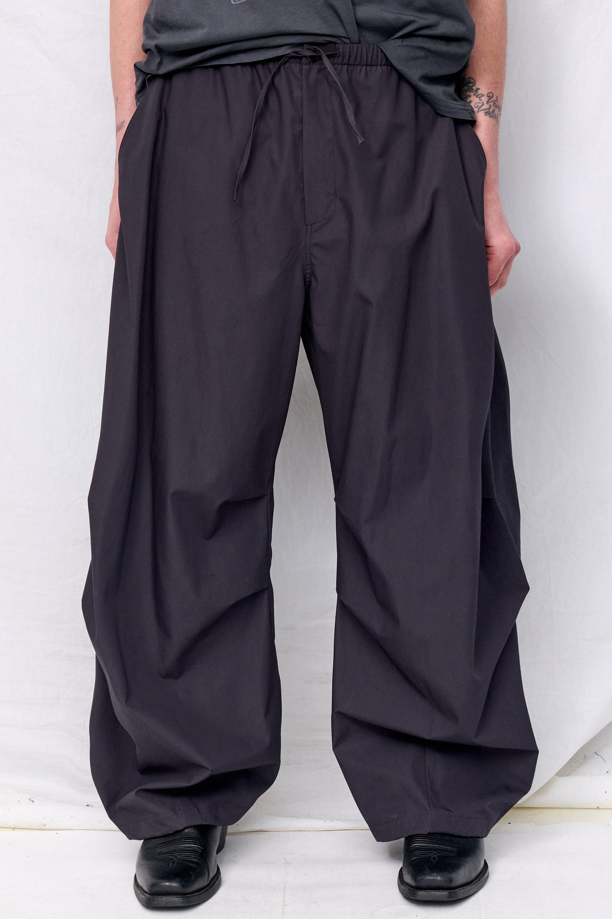 Charcoal Drawstring Wide Fatigue Pants