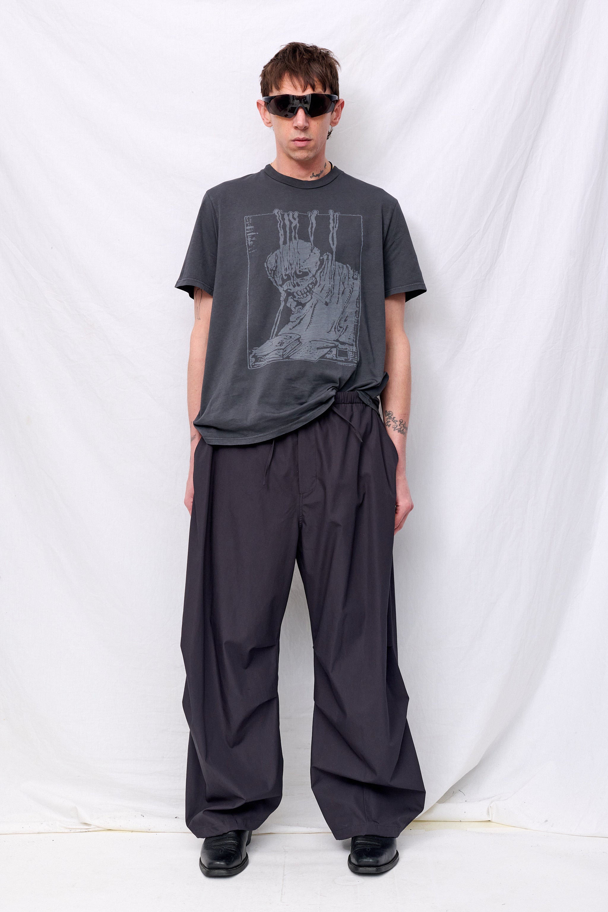 Charcoal Drawstring Wide Fatigue Pants