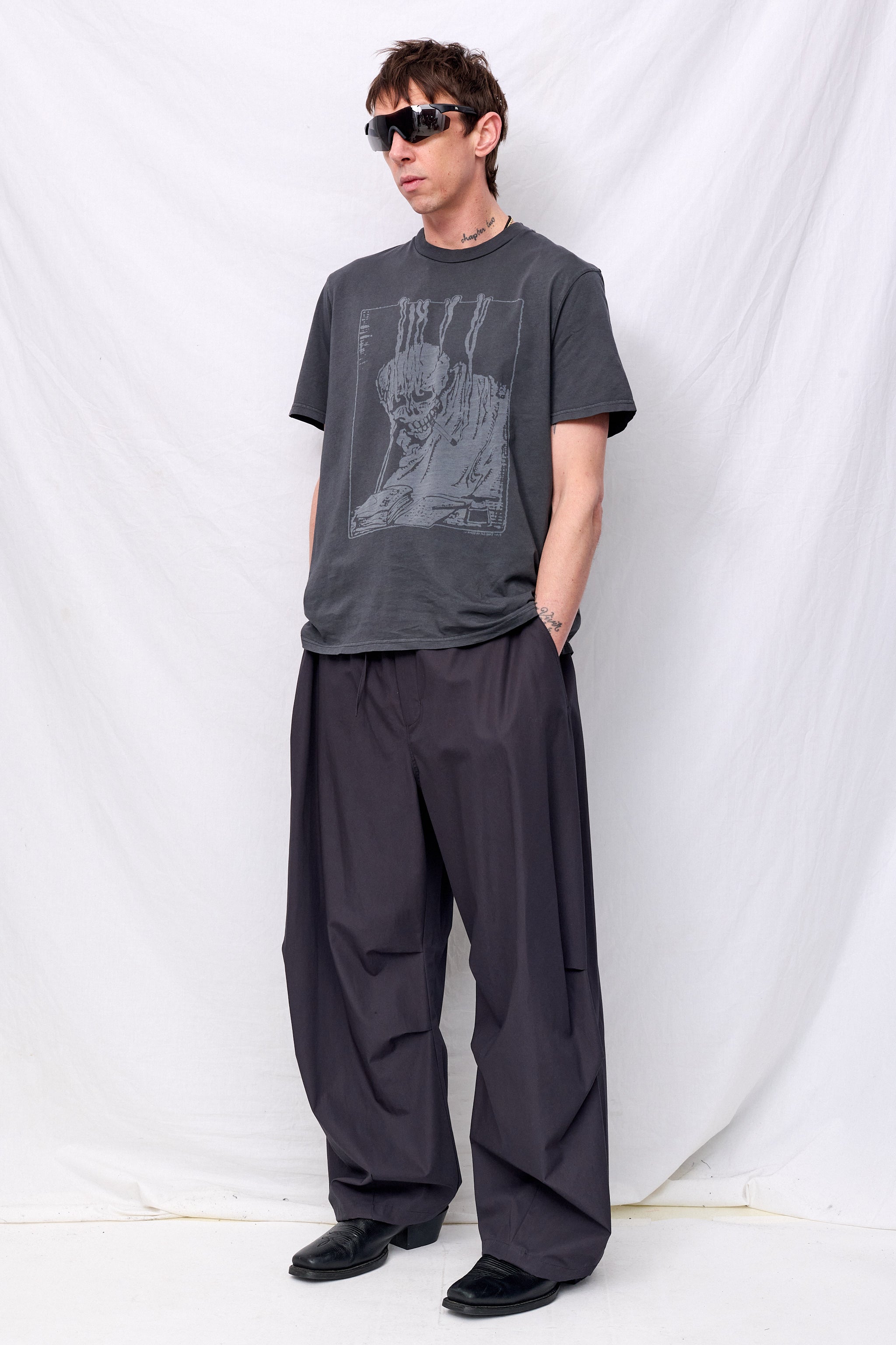 Charcoal Drawstring Wide Fatigue Pants