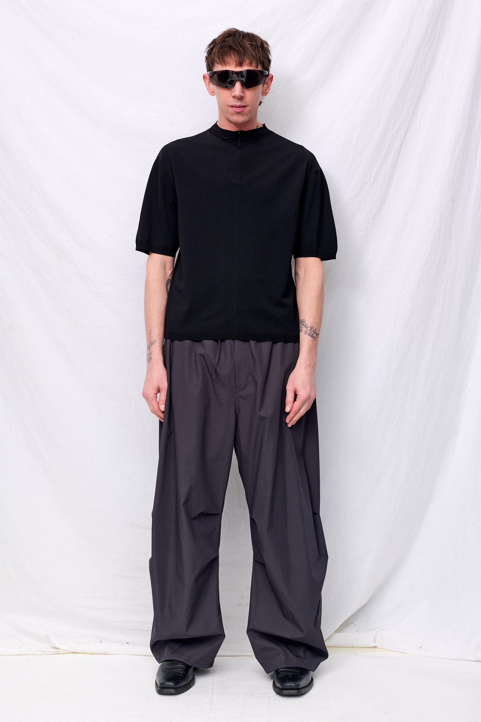 Black Half Zip-Up Knit Top