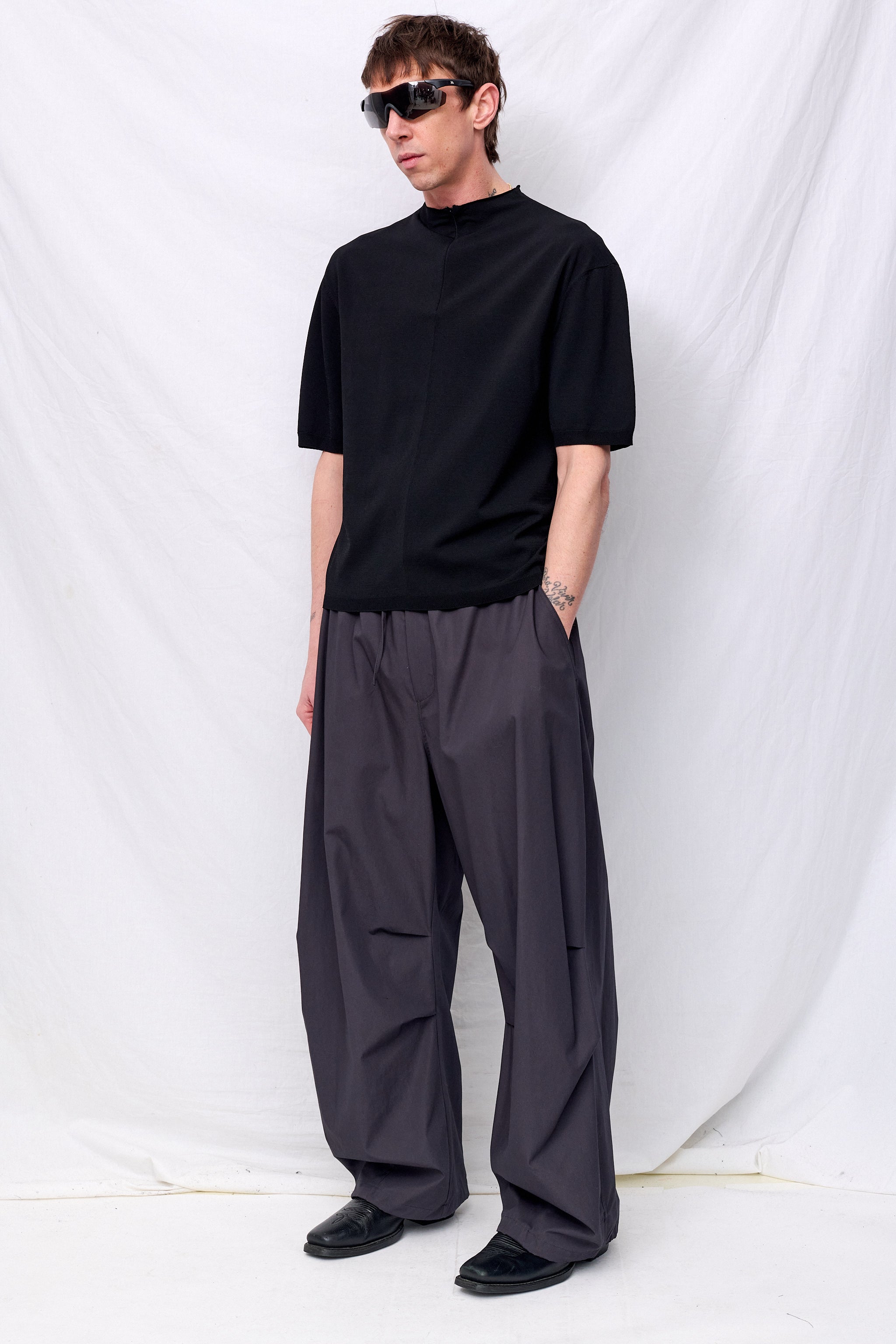 Black Half Zip-Up Knit Top