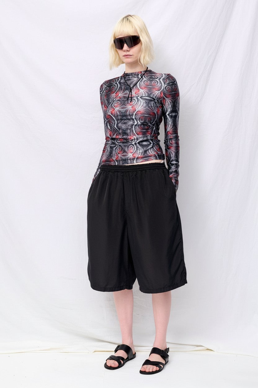 No.259 Black Cupro Short Trousers