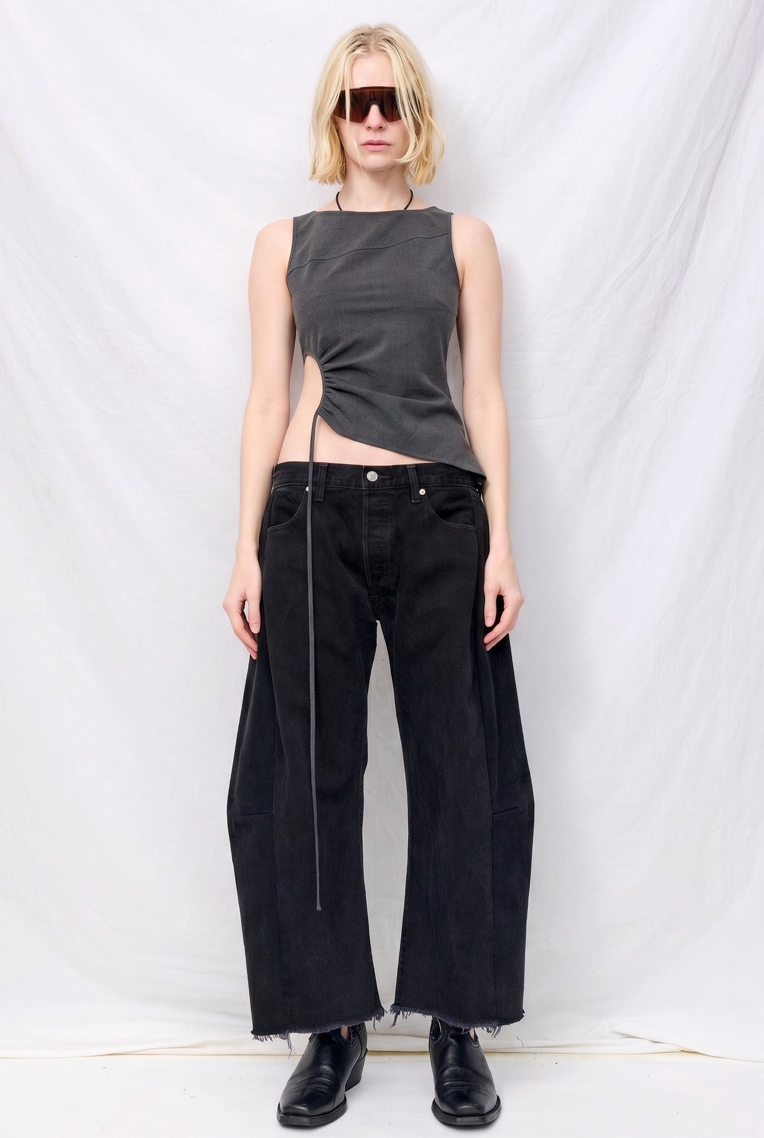 Grey Double Faced TR Circled Top