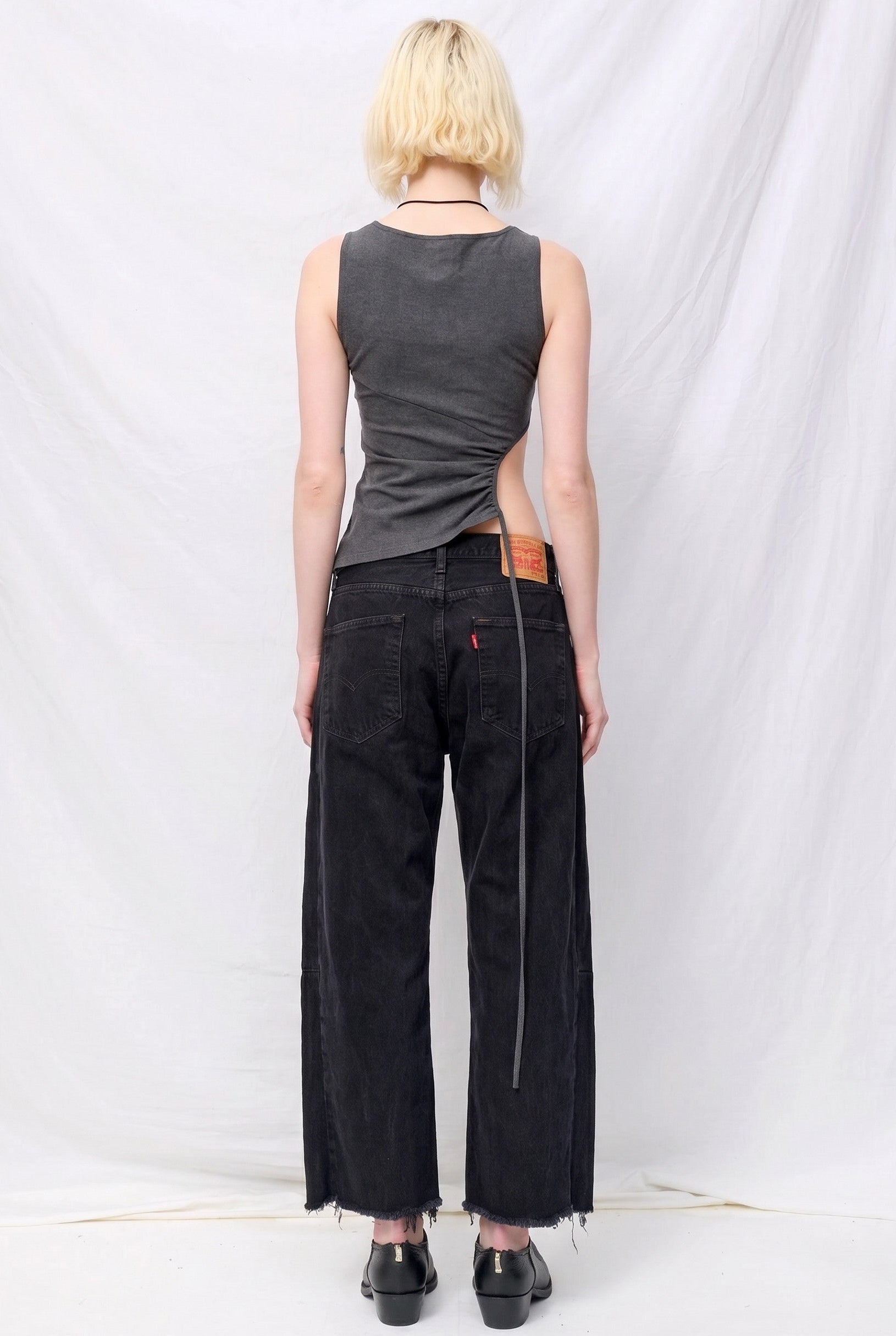 Grey Double Faced TR Circled Top