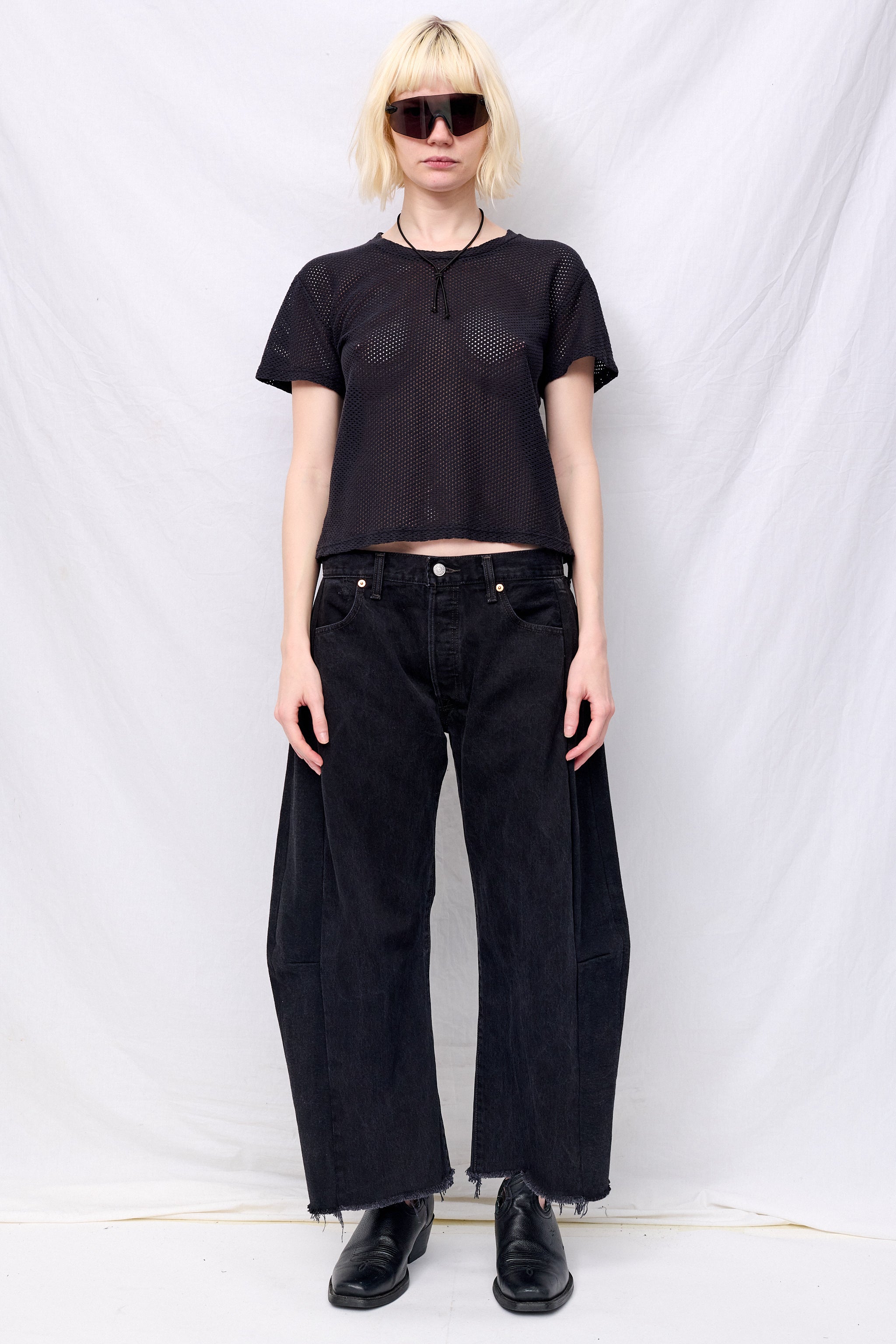 Black Carmen Mesh Cropped Tee