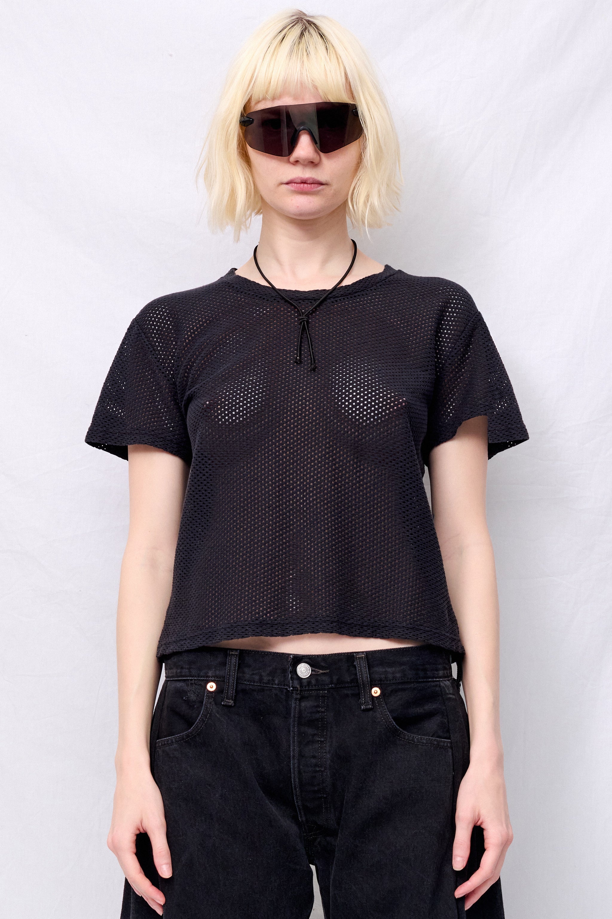 Black Carmen Mesh Cropped Tee