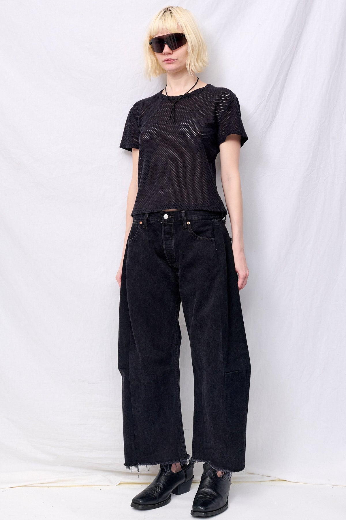 Black Carmen Mesh Cropped Tee